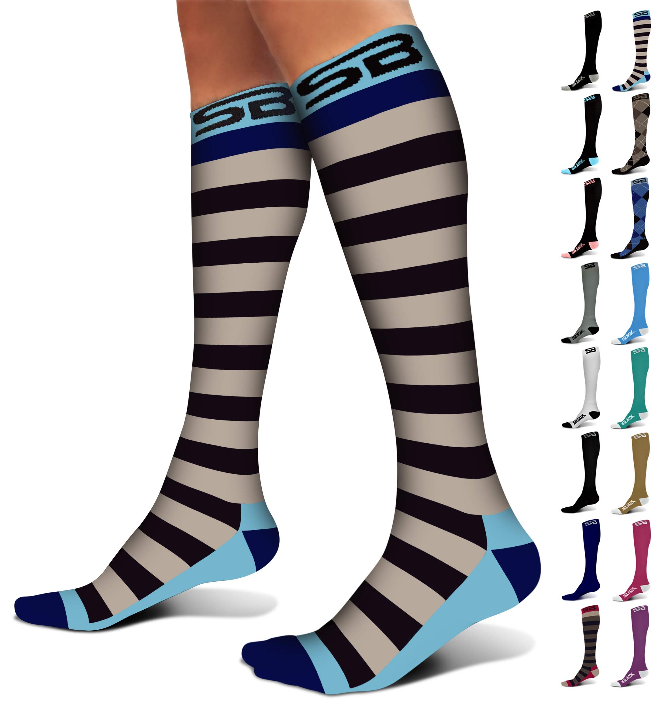 SB SOX 20-30mmHg Compression Socks for Men & Women - Medical Grade Support for Circulation, Swelling Relief & All-Day Comfort - Perfect for Travel, Running, Nursing & Recovery