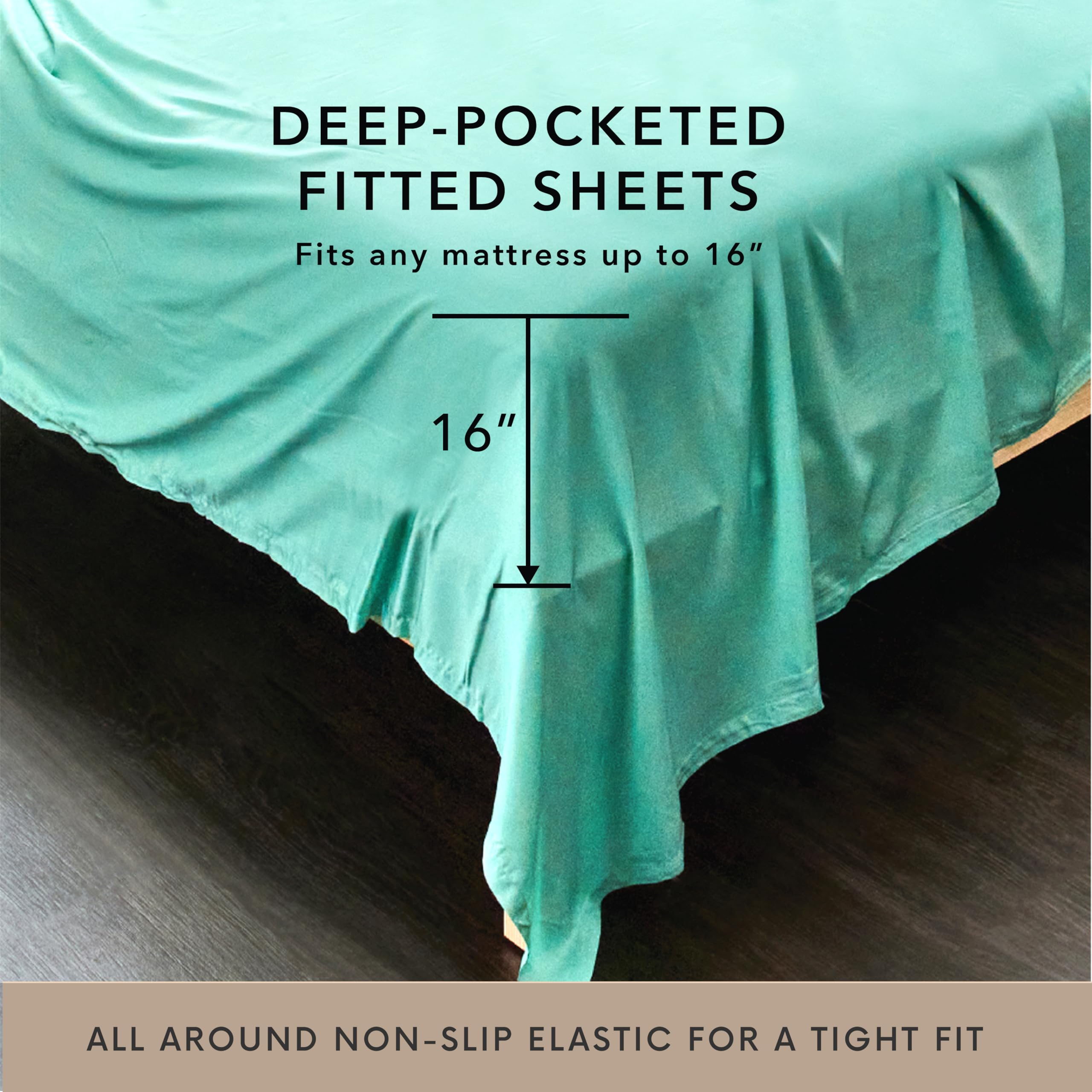 Bamboo Bay 6-Piece Queen Size Sheet Set - 100% Bamboo Viscose, Breathable & Ultra Soft Cooling Bed Sheets for Hot Sleepers - Deep Pocket Fits 16