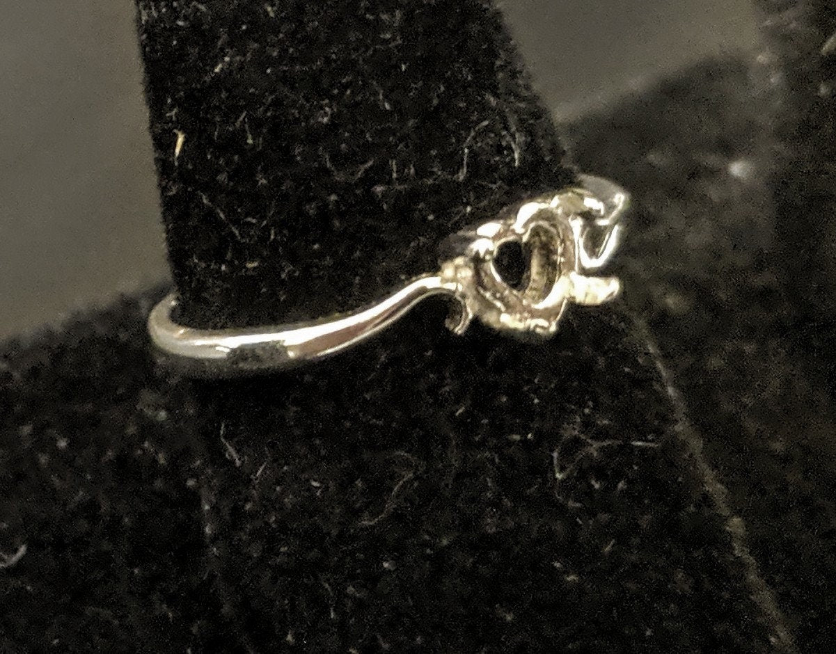 5mm Heart Cabochon Swirl Ring Setting - Solid Sterling Silver or 14kt Gold - Size 7 (163 571/143 571) - Perfect for Jewelry Making, Engagement Rings & DIY Craft Projects