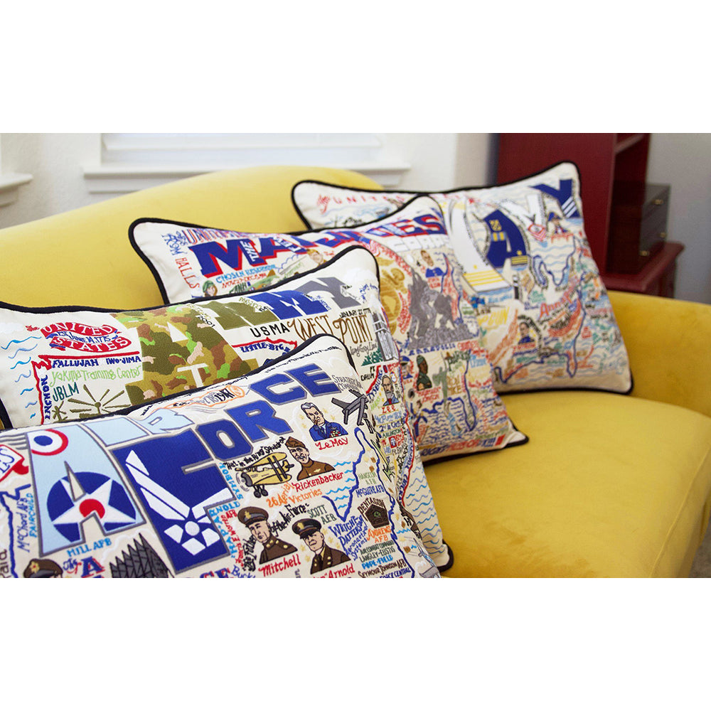 Military Style Large Hand Embroidered Throw Pillow - Perfect for Home Decor, Sofa, Bed & Couch Accessories