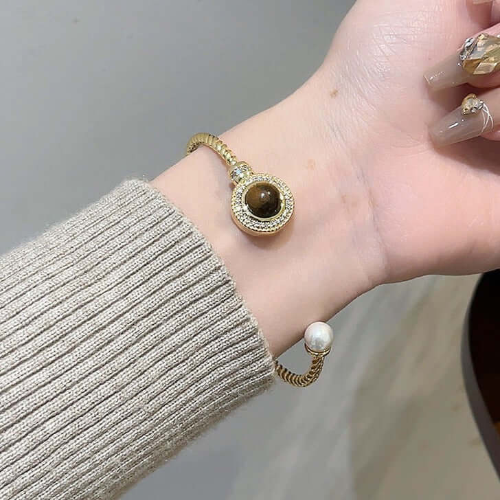 Vintage Tiger Eye Twist Cuff Bangle Bracelet for Women - Handmade Adjustable Boho Arm Jewelry | R1513 | Perfect for Boho Fashion, Festival Outfits & Everyday Wear