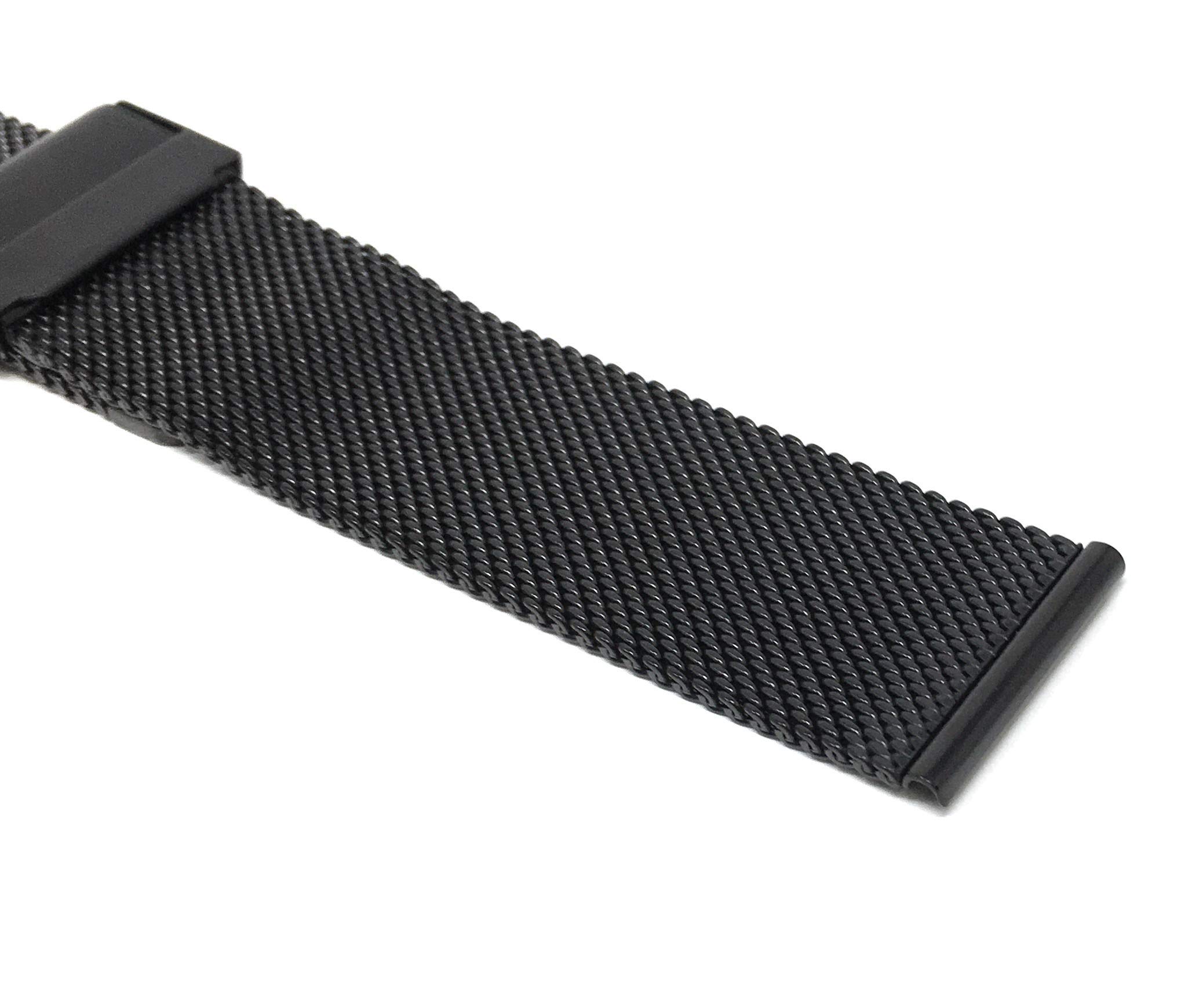 Stainless Steel Mesh Watch Band for Men & Women - 20mm Adjustable Metal Watch Strap with Fold Over Clasp - Black Fine Mesh Replacement Band for Smartwatches & Dress Watches (Perfect for Business, Formal & Casual Wear)