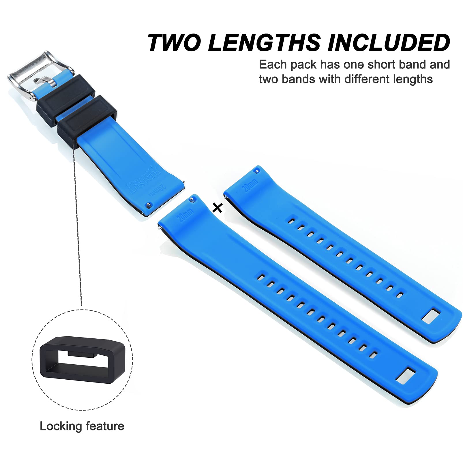 Hemsut Silicone Watch Bands - 18mm 20mm 22mm Quick Release Rubber Watch Strap for Men & Women - Soft Durable Replacement Band - 10 Color Options - Perfect for Sports, Fitness & Everyday Wear