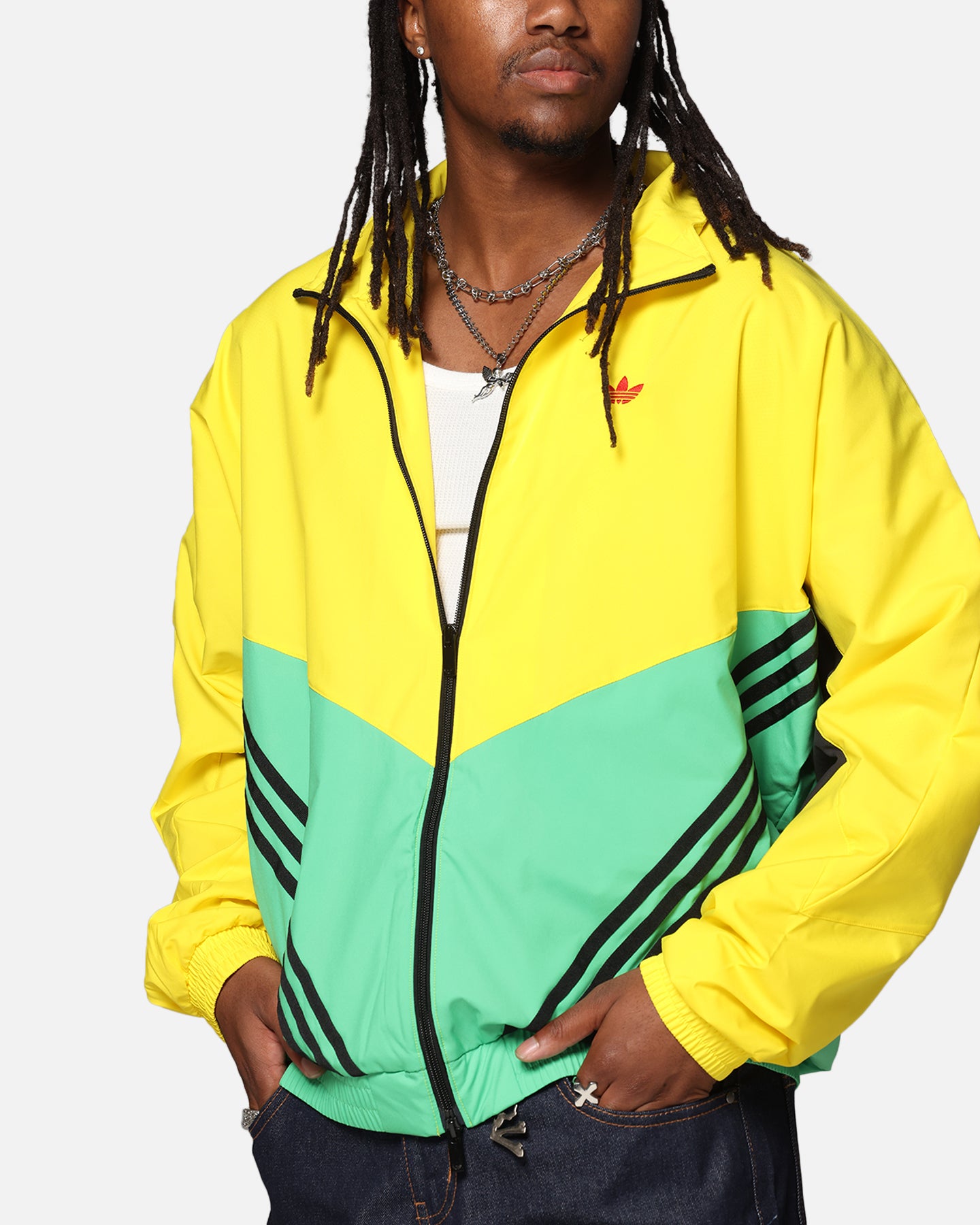 Adidas Originals Green and Yellow Track Jacket for Men - Lightweight Athletic Hoodie for Running, Gym & Casual Wear