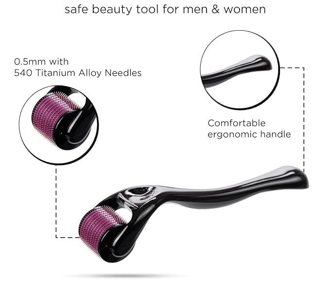 ALM Roller 0.5mm with 540 Titanium Needles for Hair Growth & Scalp Care | Hair Regrowth Treatment for Thinning Hair & Hair Loss | Reduces Acne Scars | Safe & Effective Derma Roller for Home Use | Perfect for Hair Care Routine & Skin Rejuvenation
