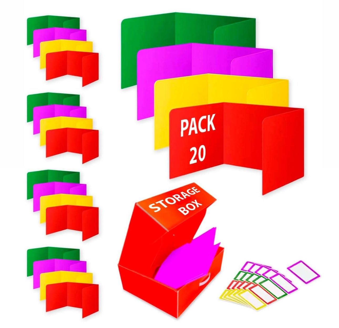 20 Plastic Privacy Folders for Students - Waterproof Desk Dividers for Classroom & Testing