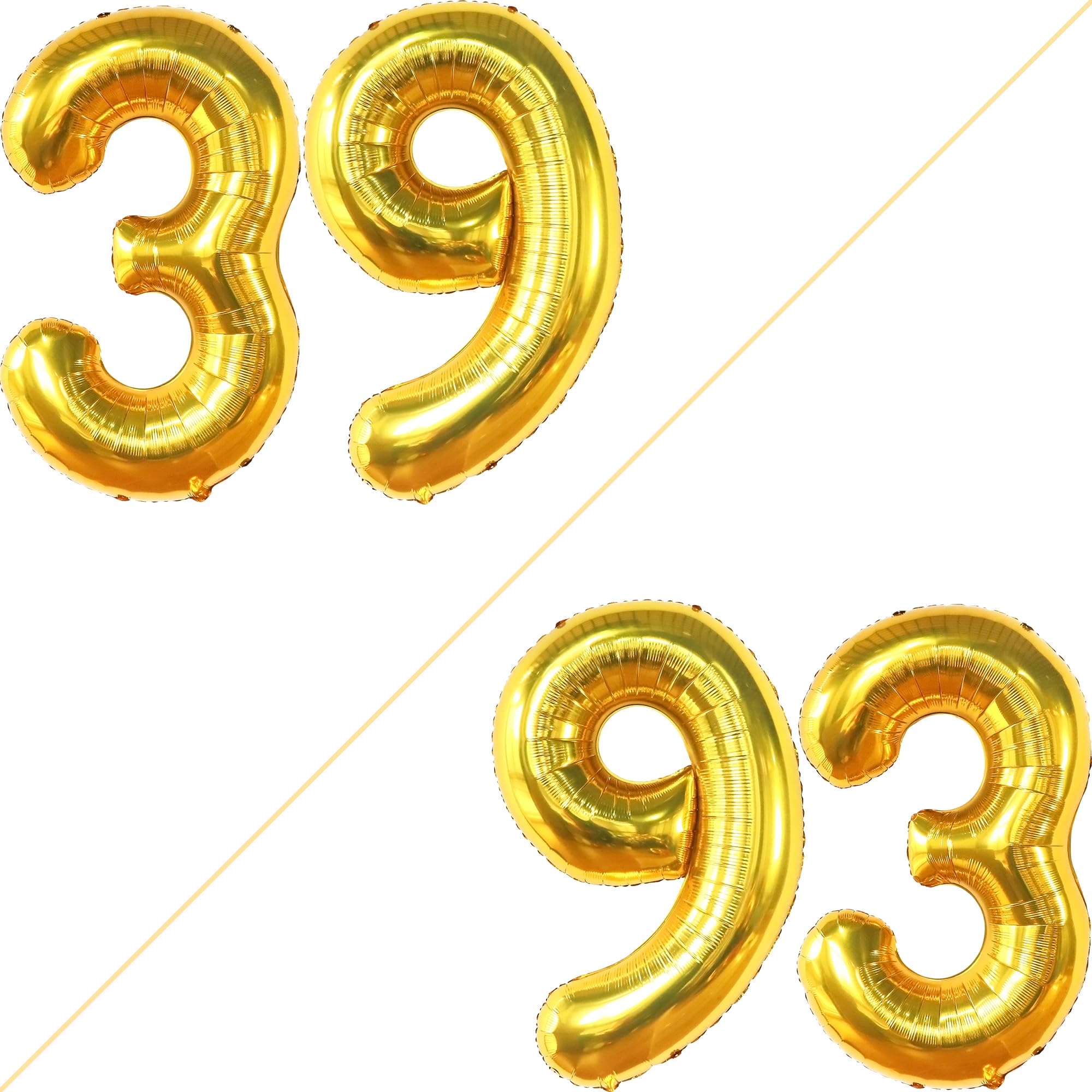 KatchOn 40 Inch Gold Number 39 Balloons - Giant 39th Birthday Decorations for Men & Women | Party Supplies for Anniversary, Milestone Celebration, Photo Backdrop
