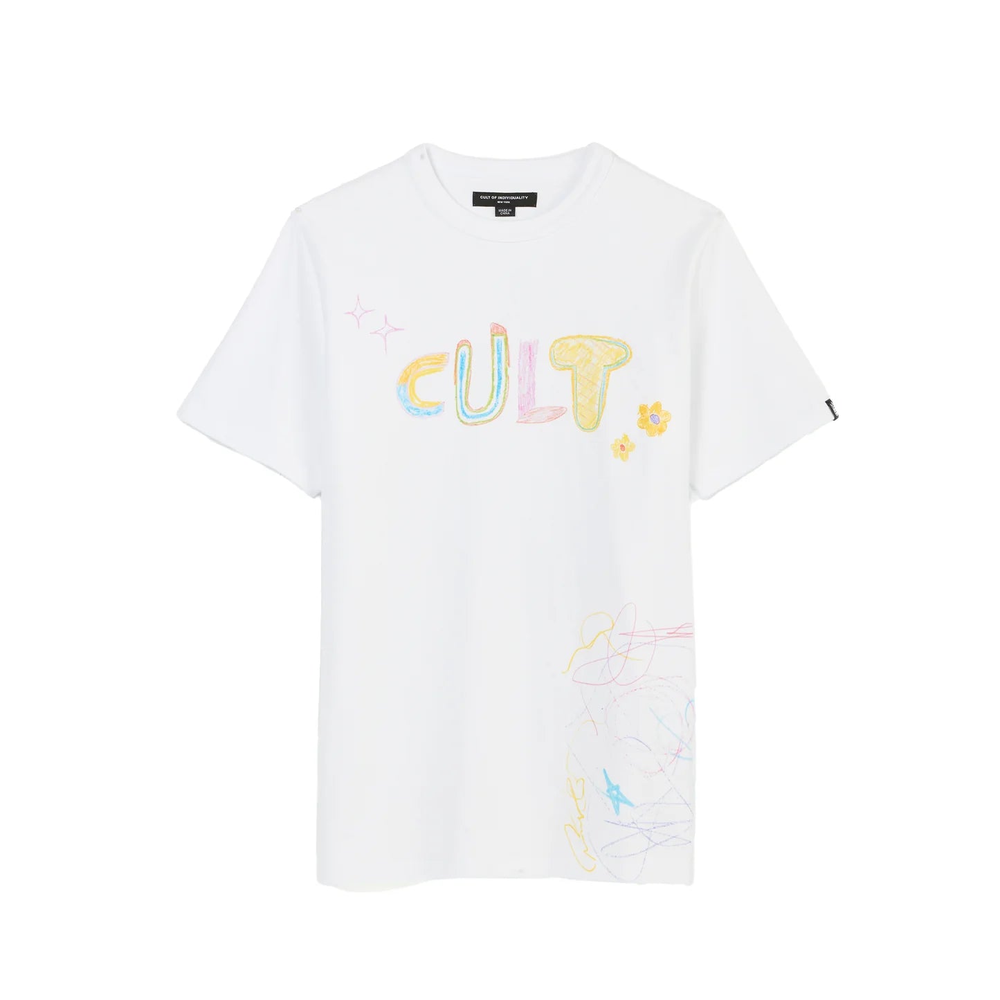 CULT OF INDIVIDUALITY Crayon Logo Graphic T-Shirt for Men & Women | Soft Cotton Casual Tee | Streetwear Fashion & Everyday Wear