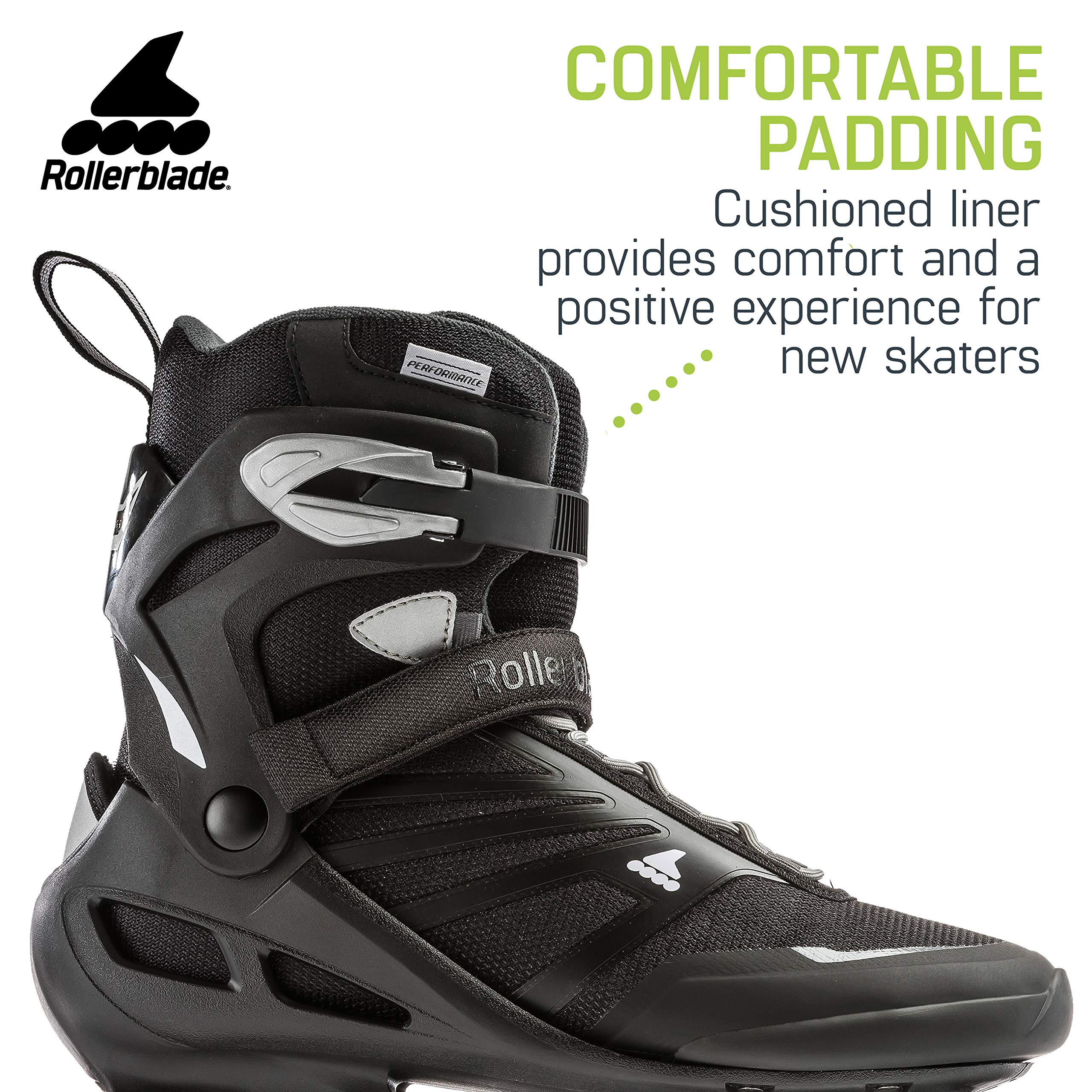 Rollerblade Zetrablade Men's Inline Skates for Adults - Black & Silver Fitness Skates for Outdoor Exercise, Commuting & Recreation