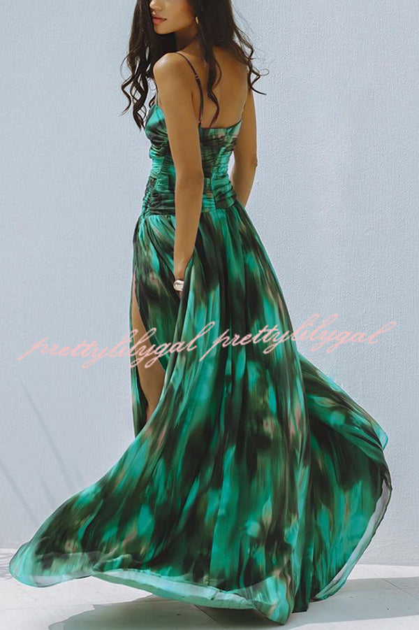 Unique Printed High Slit Beach Maxi Dress for Women - Boho Floral Summer Vacation Dress for Pool Party, Seaside Getaway & Tropical Holiday