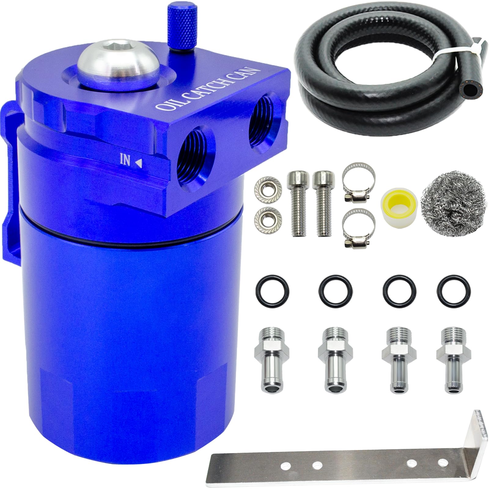 Universal Aluminum Oil Catch Can with Baffle - 300ml Oil Separator & Reservoir Tank (Blue) - Perfect for Car Engine Protection & Performance Enhancement
