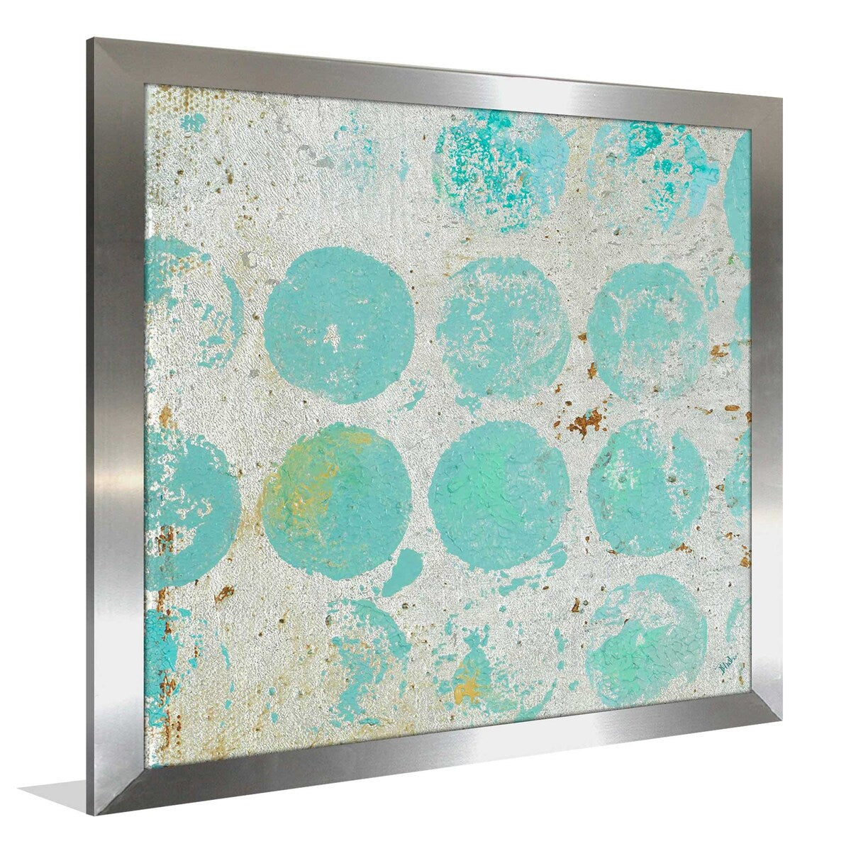 Aqua Circles Square Print on Acrylic Wall Art - Modern Abstract Painting for Living Room, Bedroom & Office Decor