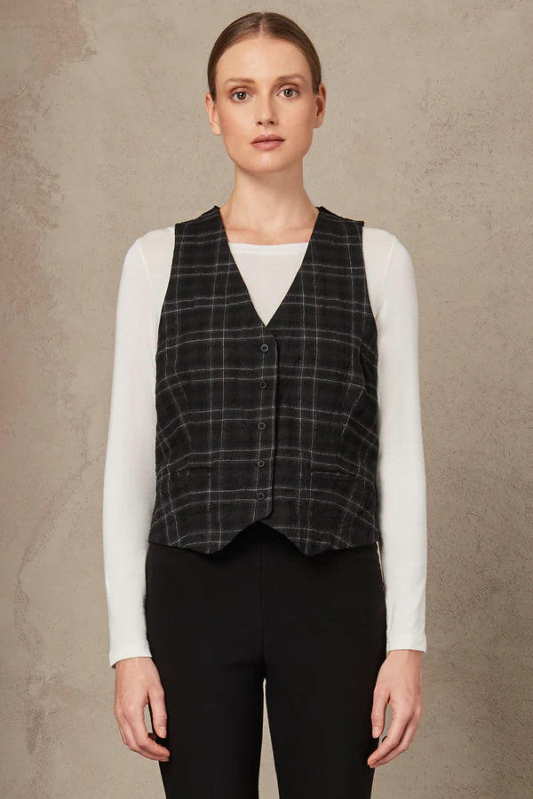 Double Face Checked Vest for Men & Women - Black - Stylish Layering Piece for Fall & Winter Outfits