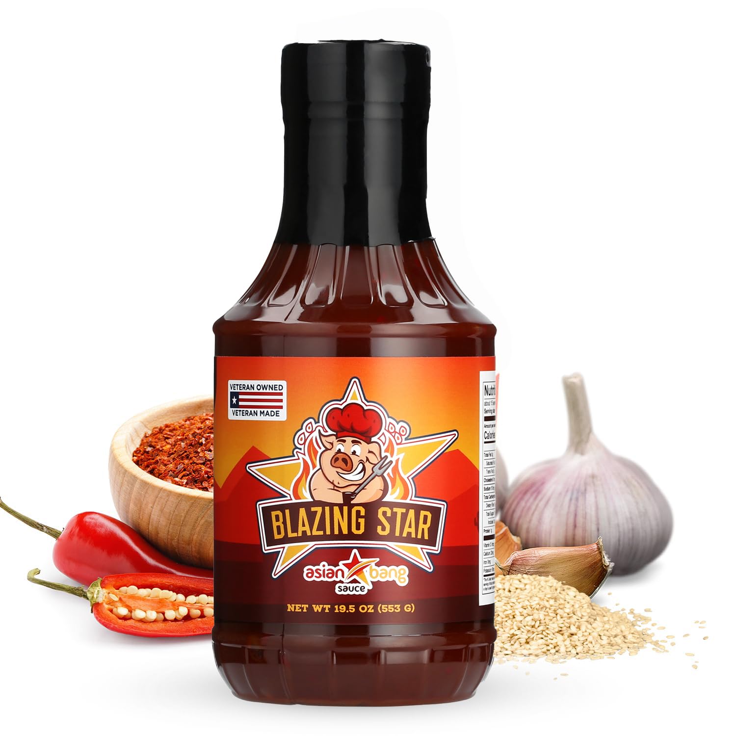 Blazing Star Asian Bang Sauce - Bold & Spicy Hot Sauce with Soy Sauce, Honey, Garlic, Sesame Oil, Onion & Chili Flakes - Perfect for Egg Rolls, Stir Fry, Noodles, Dumplings & BBQ Glaze (20 oz)
