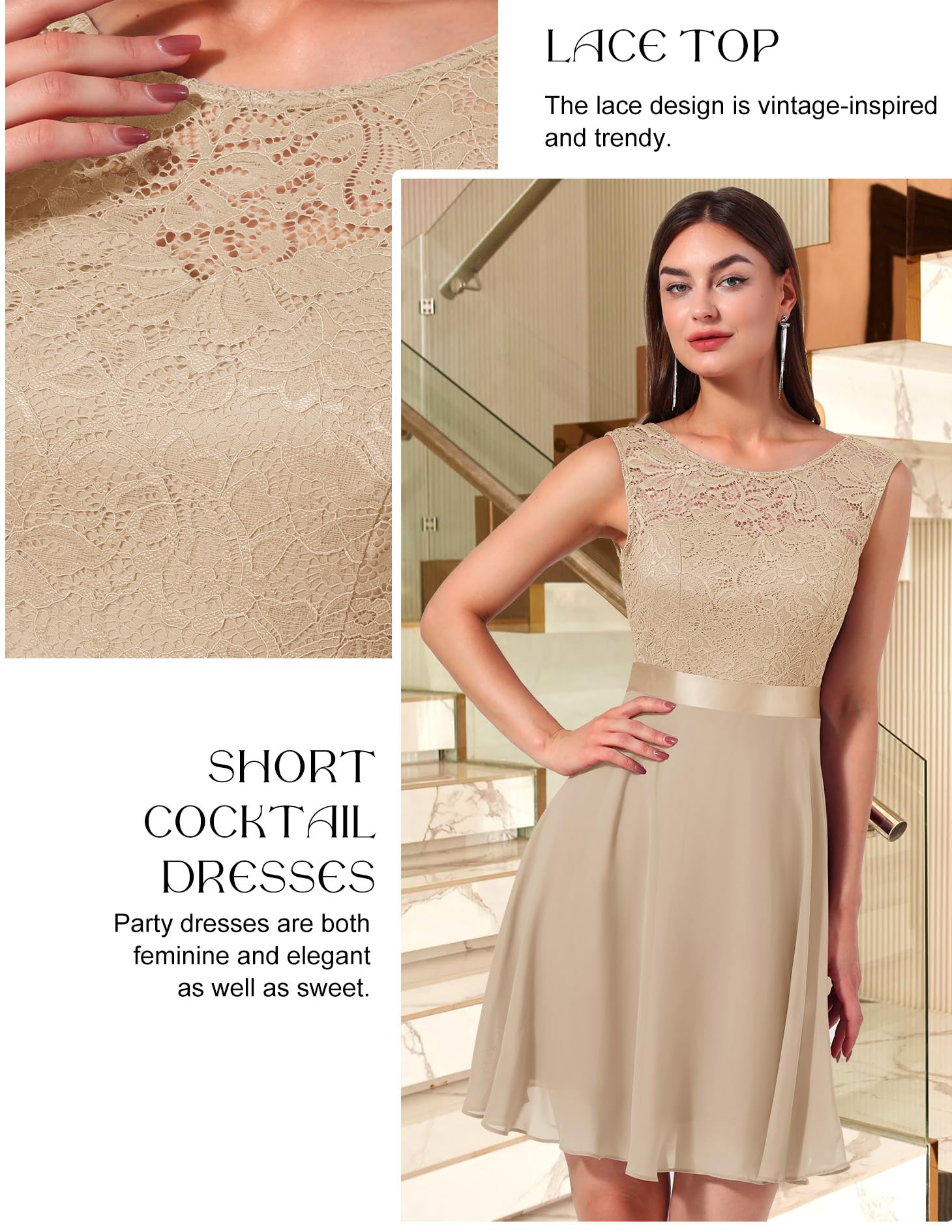 BeryLove Women's Short Prom Dress Lace Wedding Guest Cocktail Party Bridesmaid Formal Dress - Elegant & Flirty for Evening Events, Homecoming, Banquets & Special Occasions
