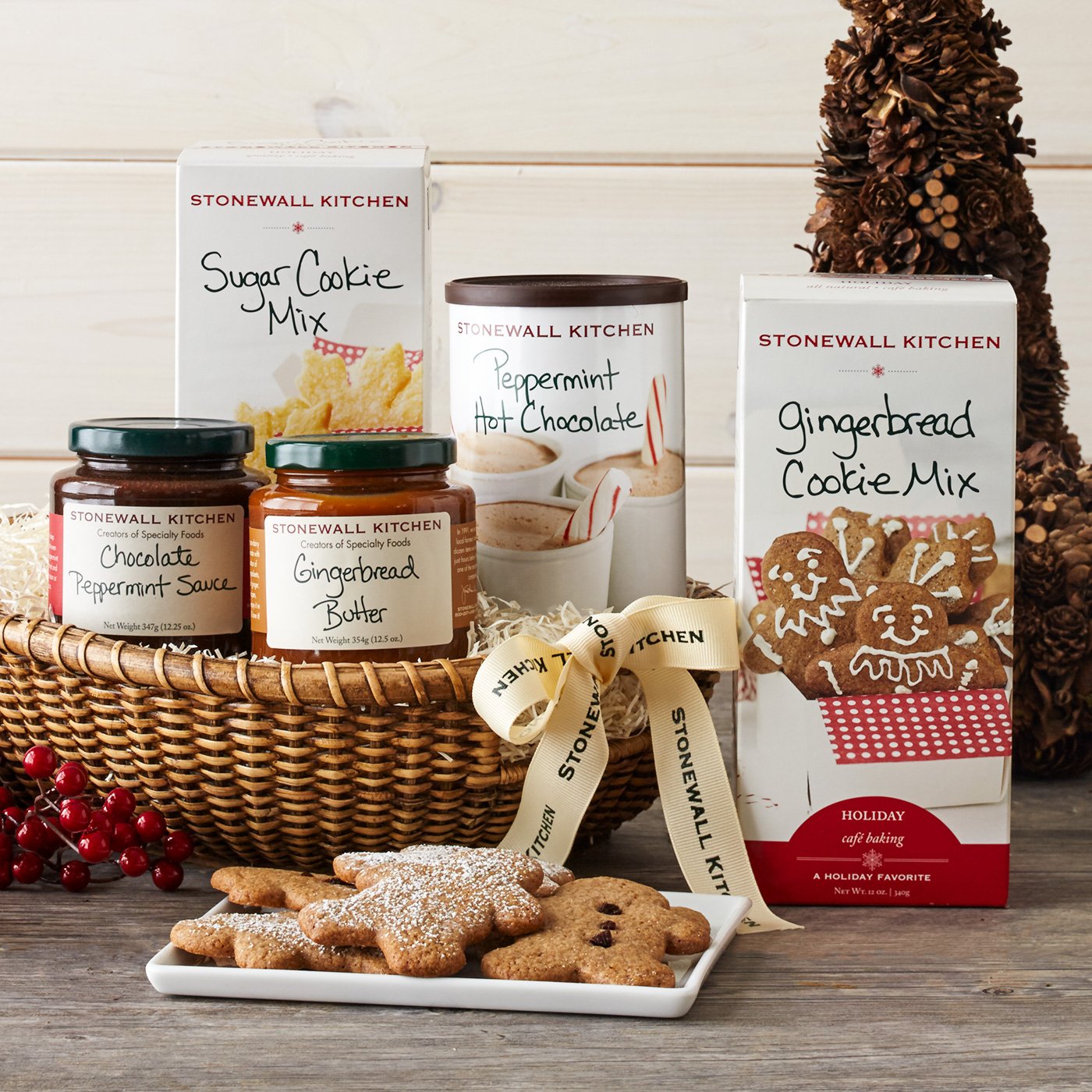 Stonewall Kitchen Home for the Holidays Gift Basket - 5 Piece Gourmet Food Set with Jam, Syrup & More | Perfect Holiday Gift for Family, Friends & Corporate Gifting