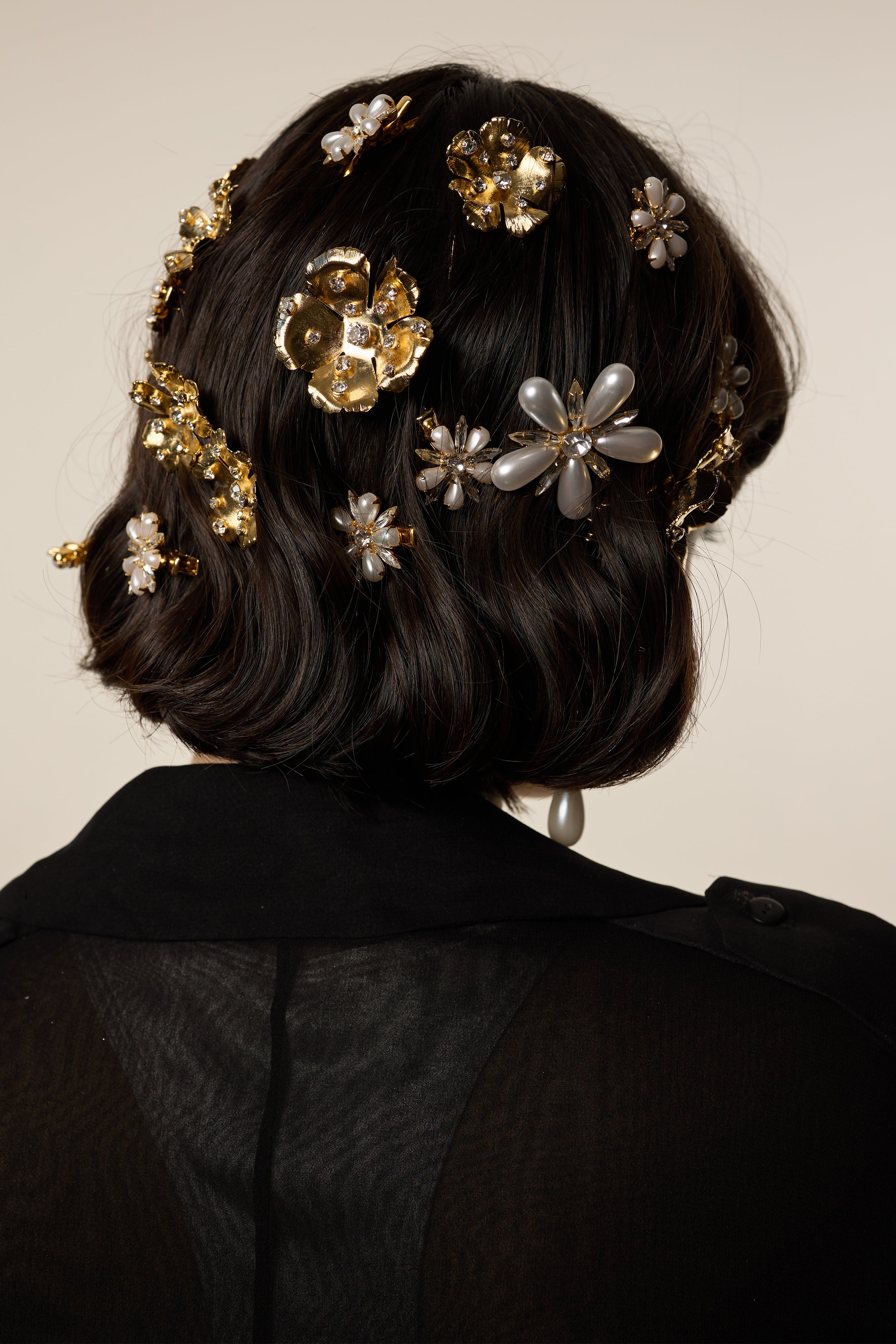 Annie Pearl and Crystal Hair Clips Set of 3 - Elegant Hair Accessories for Women, Girls, Bridal & Party Hairstyles