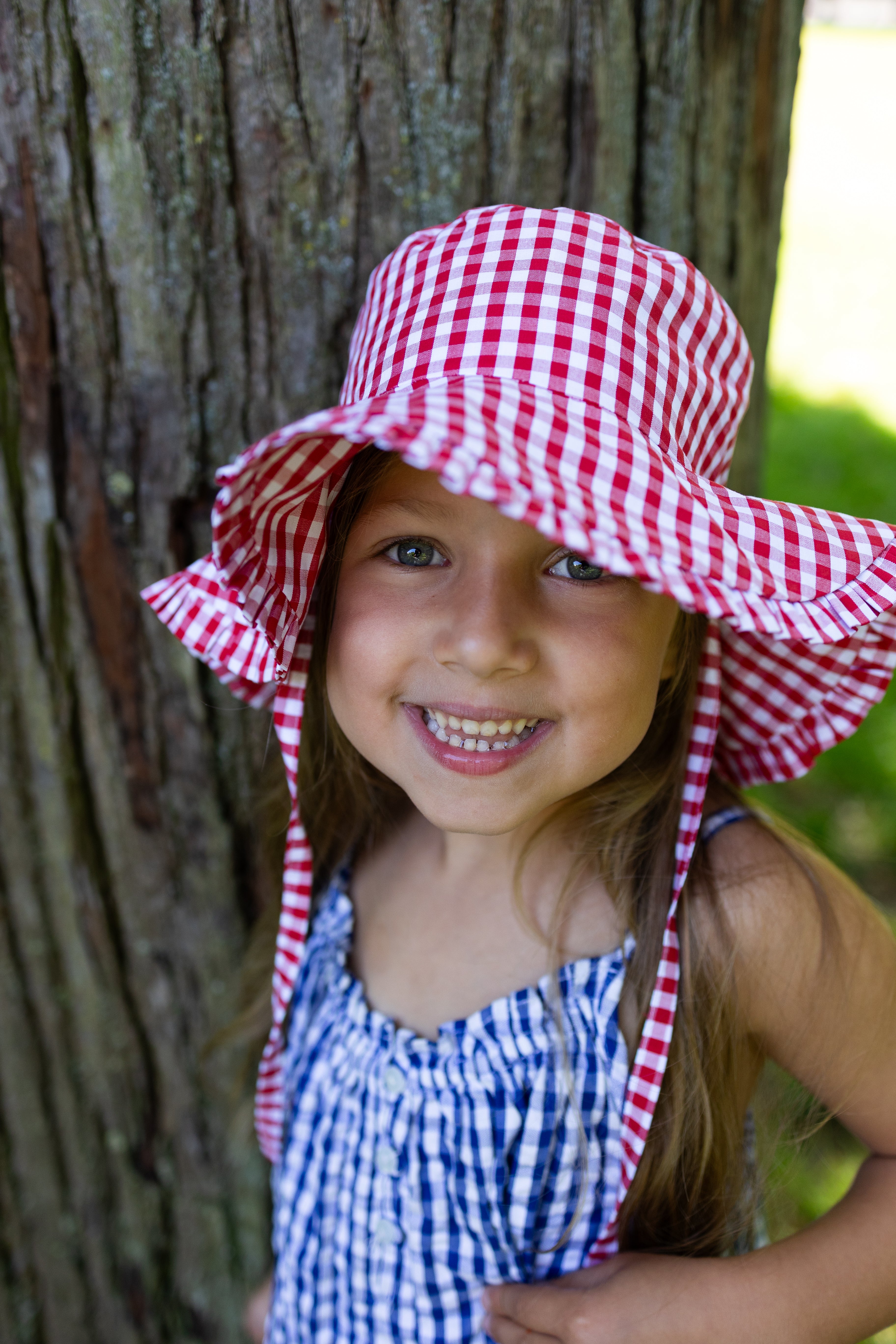 Stylish Summer Hat in Vichy Red - UV Protection Wide Brim Sun Hat for Women - Perfect for Beach, Vacation, and Outdoor Activities