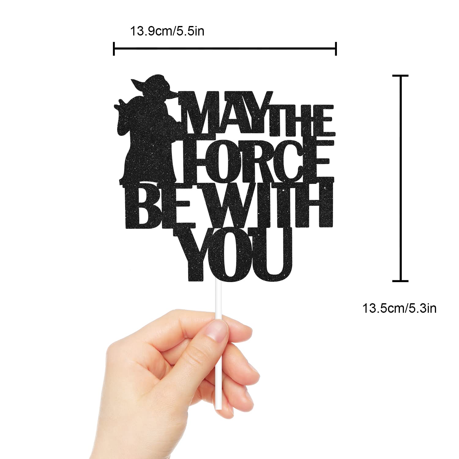 May The Force Be With You Star Wars Birthday Cake Topper - Space Themed Party Decorations for Boys - Perfect for Star Wars Birthday Cakes & Galactic Themed Parties