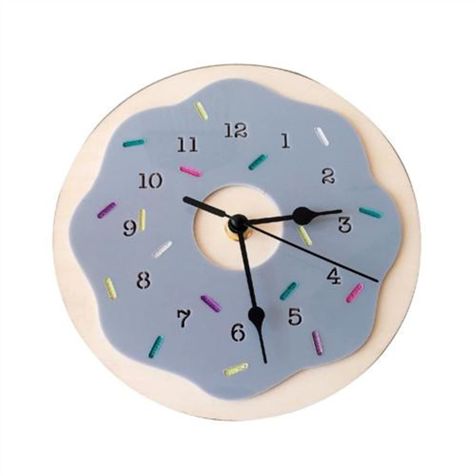 Nordic Style Doughnut Shaped Wooden Silent Wall Clock - Battery Operated Non-Ticking Clock for Kids Bedroom, Kitchen, Living Room & Home Decor (5 Color Options) | Perfect for Nursery, Office, and Gift Giving