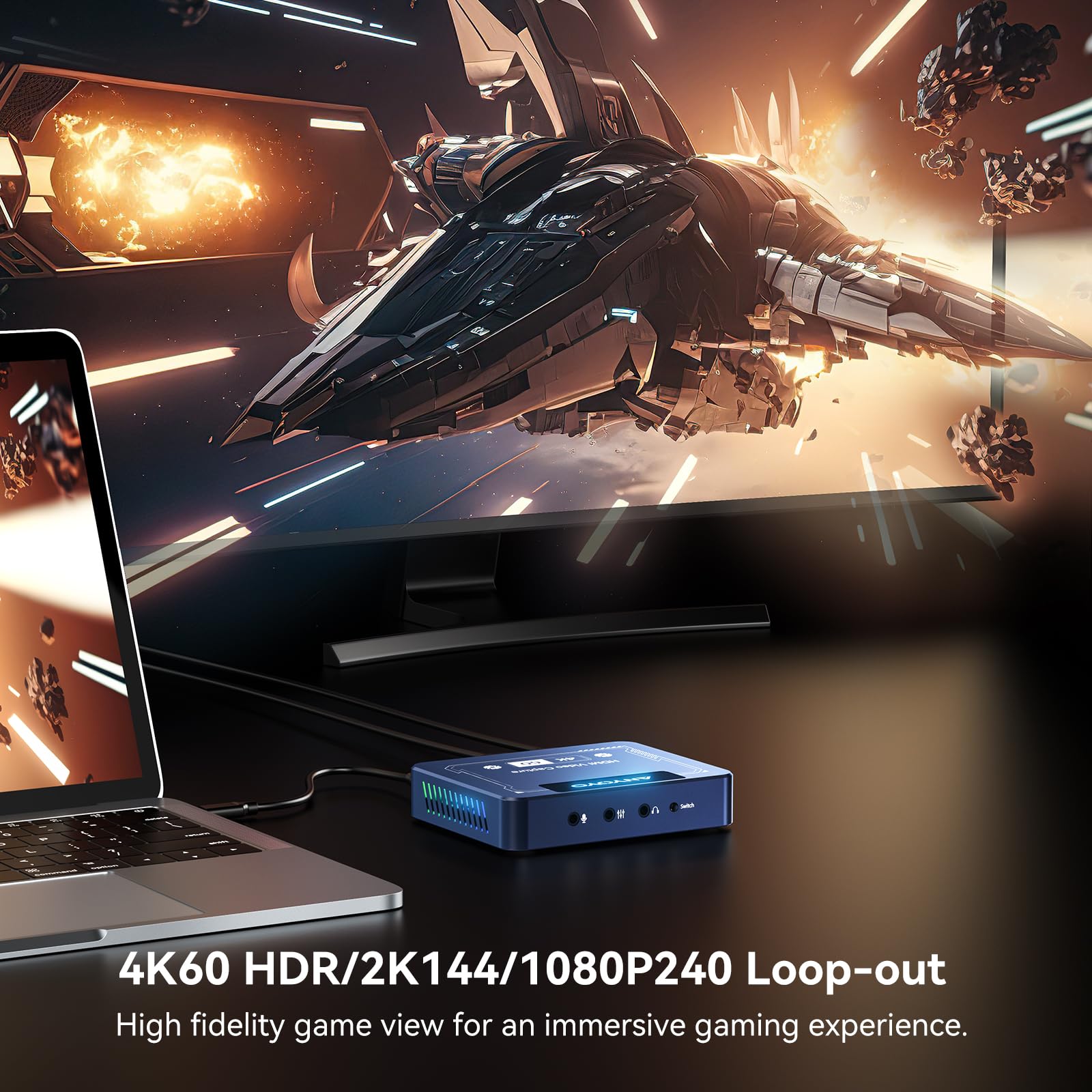 ANYOYO 4K 60FPS HDMI Capture Card with HDR & VRR Passthrough - Ultra Low Latency Video Capture Device for PS5, Xbox Series X/S, Switch, PC & Mac - Perfect for Game Streaming, Live Broadcasting & Video Recording
