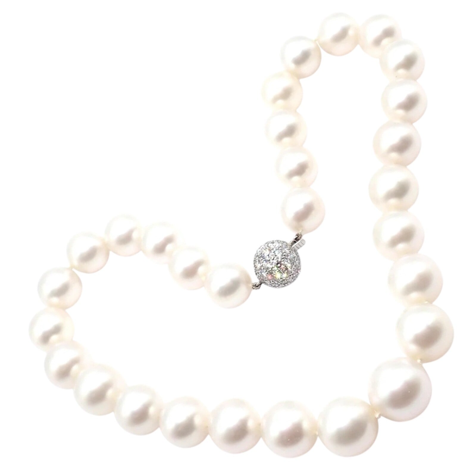 Authentic Tiffany & Co Platinum Diamond South Sea Pearl Necklace - Luxury Jewelry Gift for Women, Perfect for Weddings & Special Occasions
