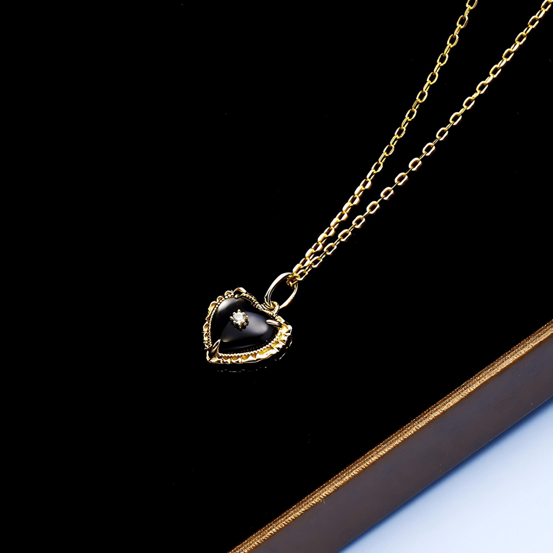 14K Gold Plated Vintage Heart Paua Shell Pendant Necklace for Women - Elegant Gift for Valentine's Day, Anniversary & Special Occasions | TB1111