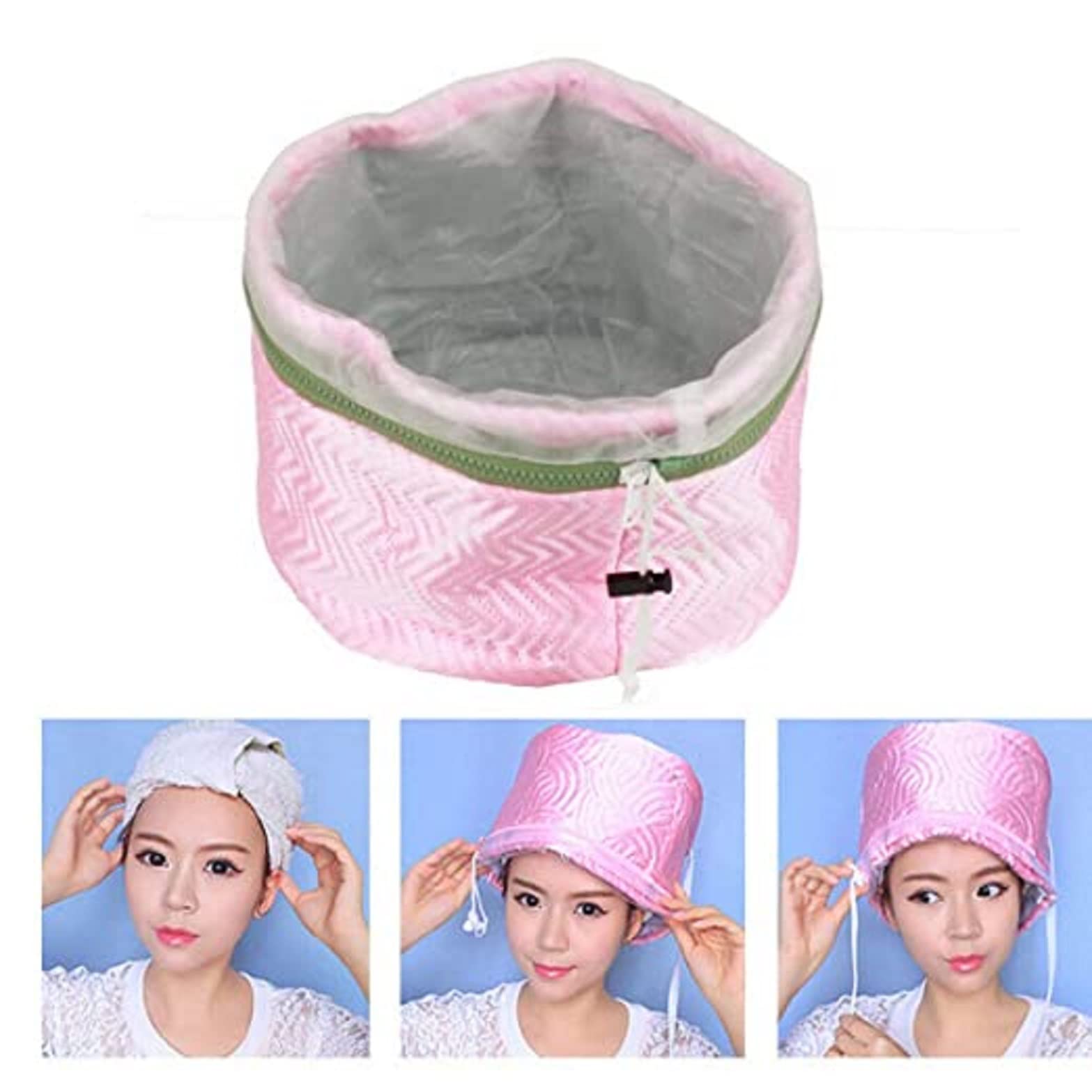 VONITY Pink Spa Cap - Self Heating Hair Steamer for Deep Conditioning, Hot Therapy & Hair Treatment at Home | Perfect for Dry, Damaged Hair & Scalp Care | AS-786