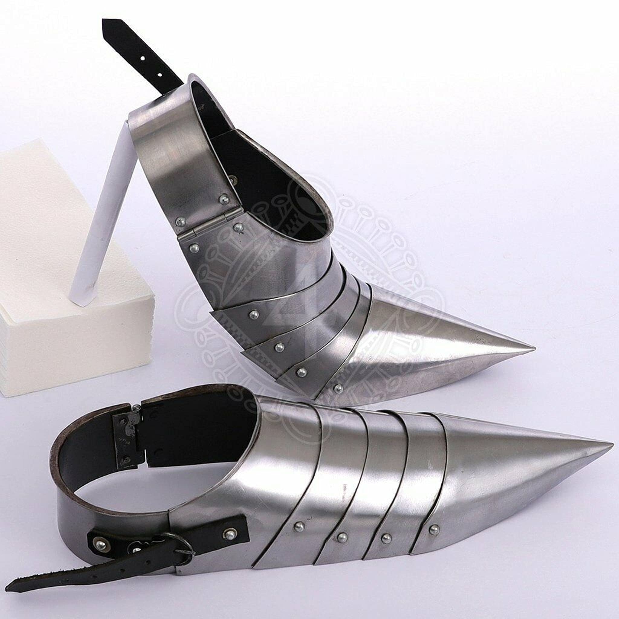 Medieval Knight Armor Boots - Crusader Combat Sabaton Footwear for LARP, SCA, Cosplay & Historical Reenactment | Perfect for Renaissance Fairs, Halloween Costumes & Theater Performances
