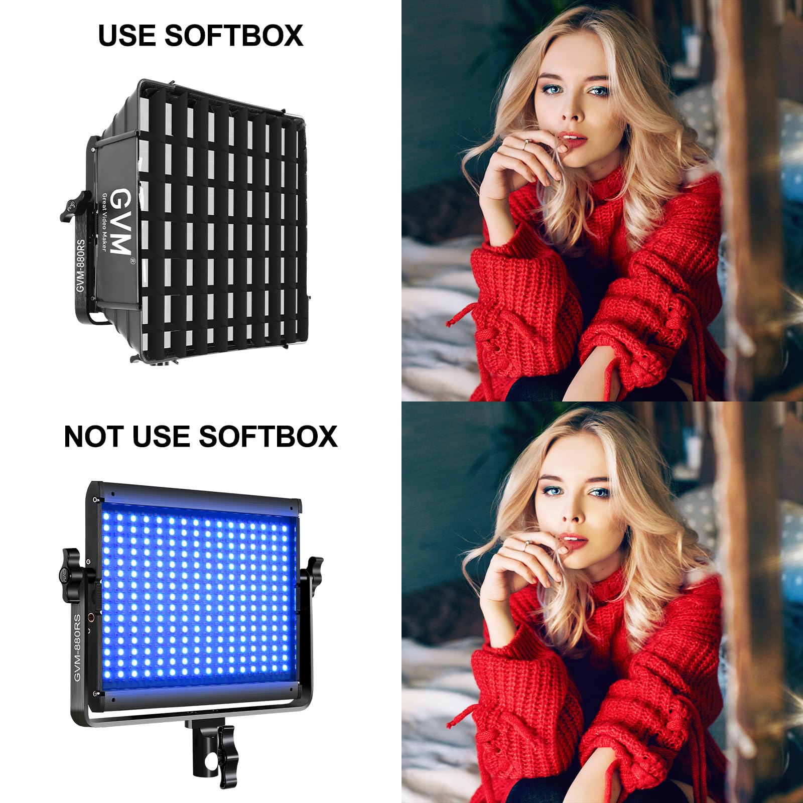 GVM RGB LED Photography Lighting Kit with 3 Softboxes - 880RS 60W Studio Lights with Bluetooth Control, 18 Lighting Scenes for YouTube Videos, Product Photography & Live Streaming - 8330lux/0.5M Brightness