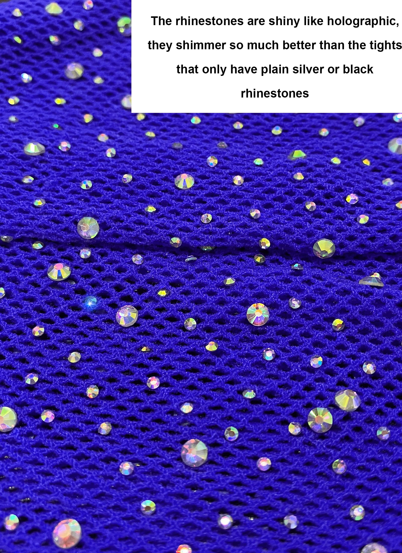 VEBZIN Extra Sparkly Holographic Fishnets Tights - Rhinestone Fishnet Stockings for Women | Shiny Party Legwear for Nightclub, Cosplay & Festivals