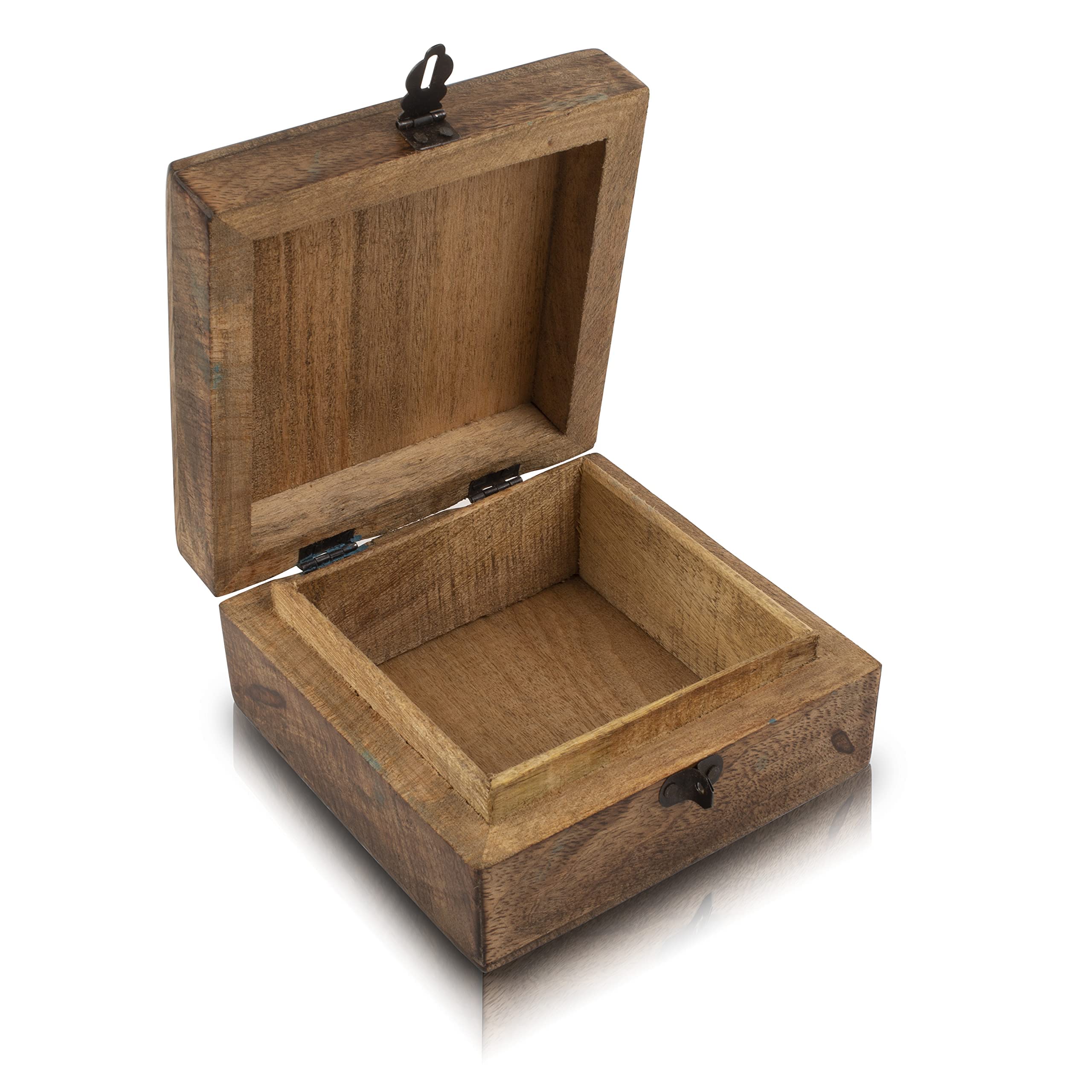 Handmade Wooden Jewelry Box with Tree of Life Carving - Lockable Keepsake Storage Organizer for Necklaces, Rings & Watches | Perfect Birthday Gift, Anniversary Present & Home Decor Accessory