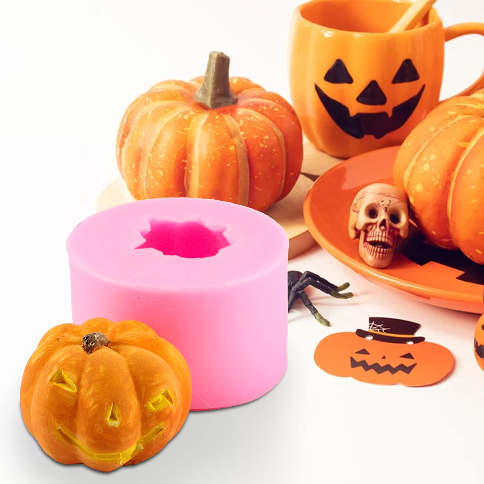 3D Pumpkin Silicone Candle Molds for Halloween - DIY Resin Craft Molds, Pumpkin-Shaped Candle Making & Home Decoration Supplies - Perfect for Halloween Party Decor, Fall Crafts, and Seasonal DIY Projects