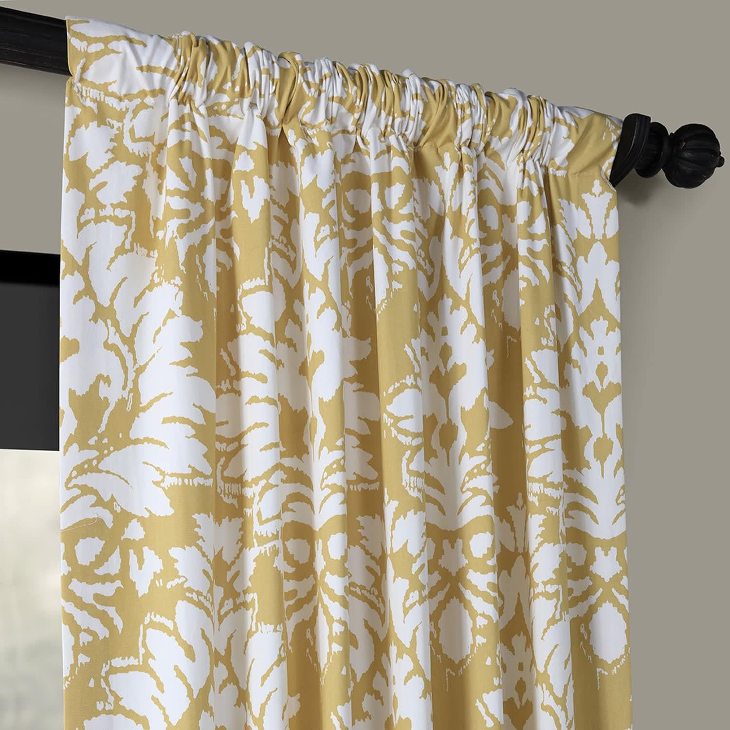 Floral Printed Cotton Blackout Curtains for Bedroom & Living Room - Room Darkening Window Drapes with Sun Blocking Design for Home Decor