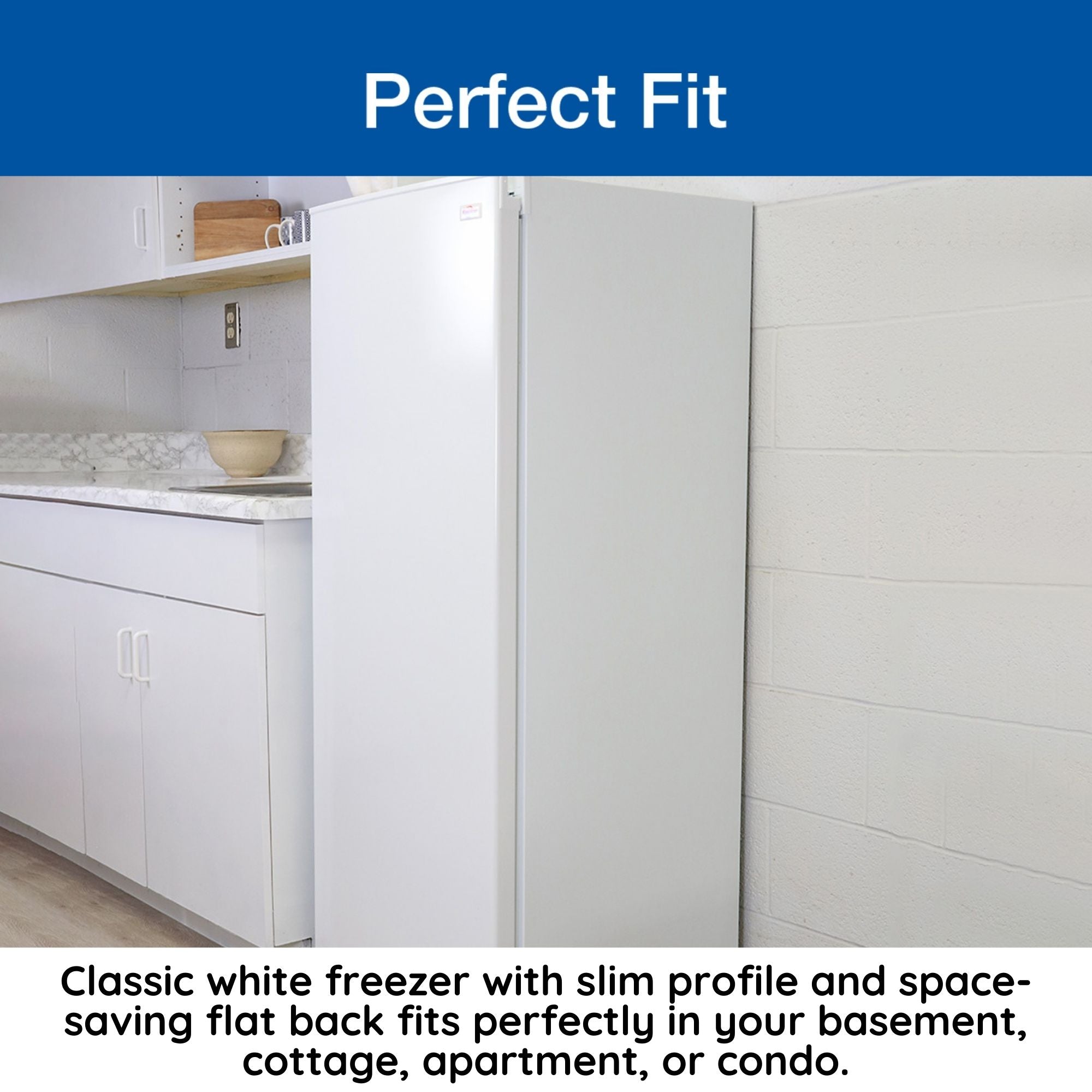 Koolatron Compact Upright Freezer 5.3 cu ft (150L) - Energy Efficient Manual Defrost White Freezer with Space Saving Flat Back & Reversible Door - Perfect for Home, Apartment, Condo, Cottage, RV & Small Spaces