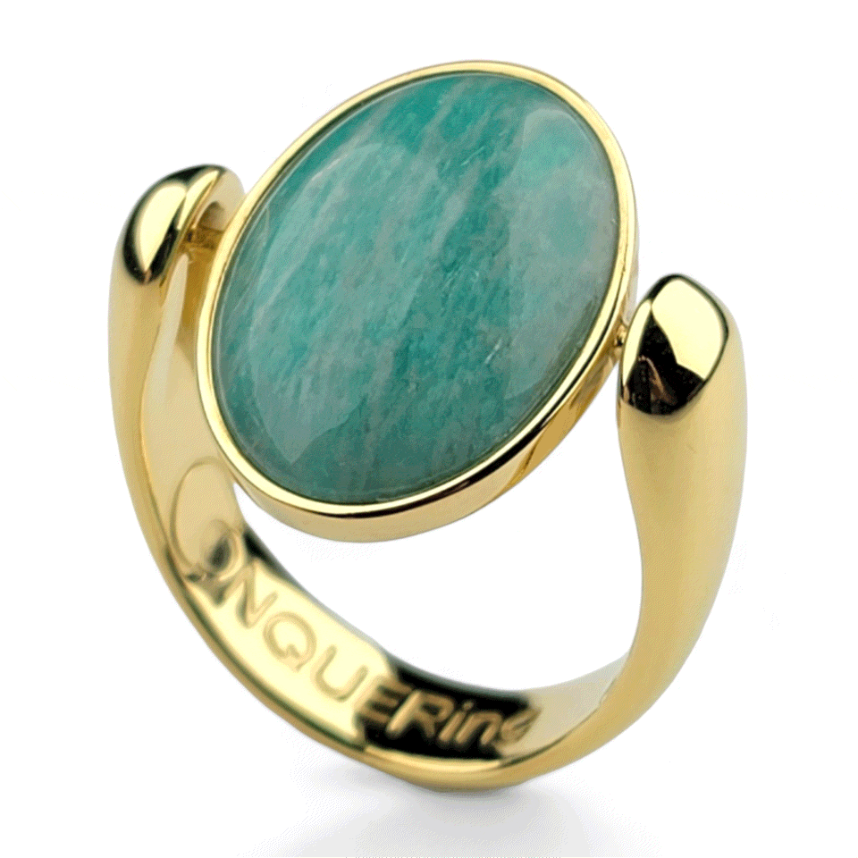 Gold AlaDune Oval Crystal Fidget Ring for Anxiety Relief - Stress Relieving Spinner Jewelry for Adults & Teens - Perfect for Office, School & Travel Accessories