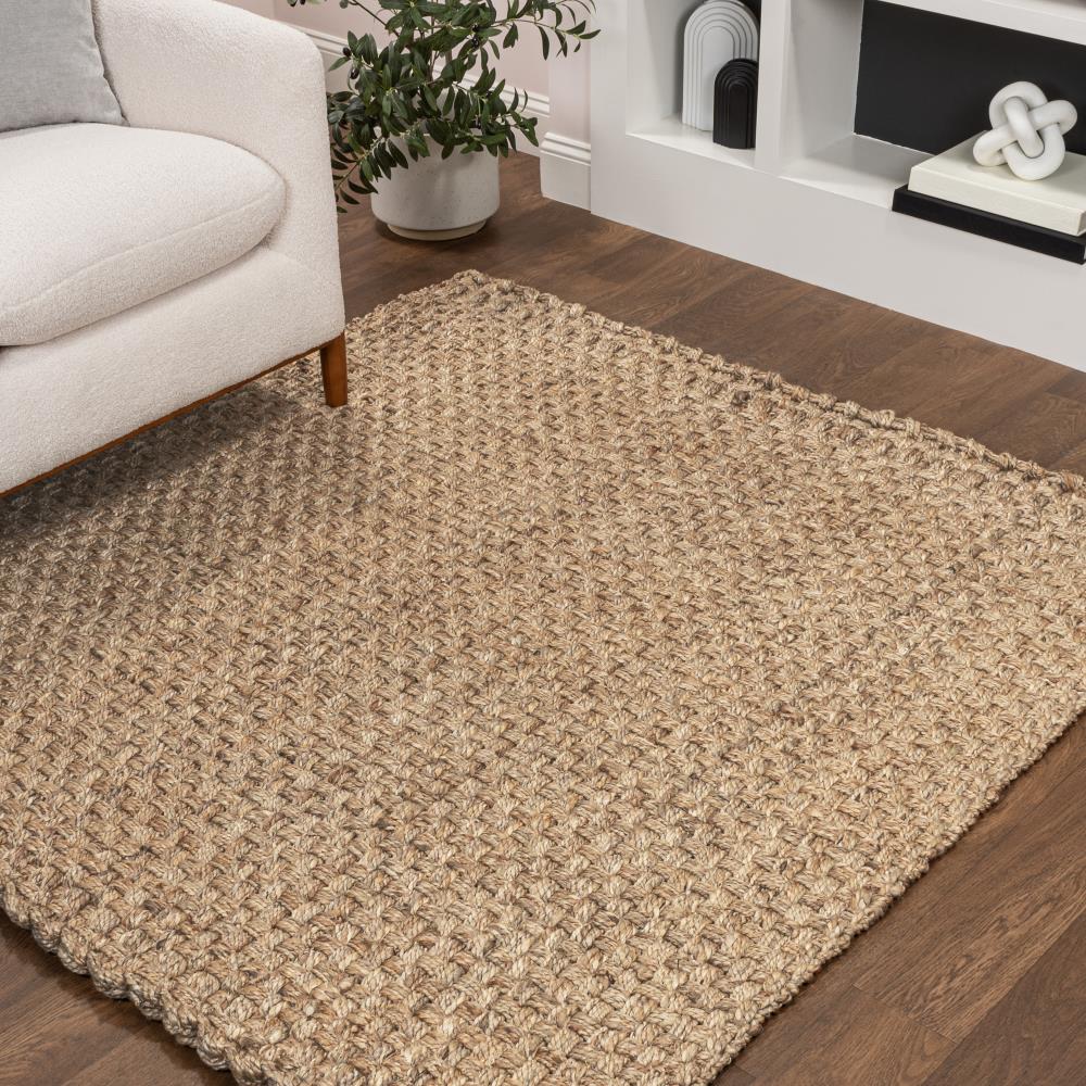 Estera Hand Woven Boucle Chunky Jute Area Rug - Natural Fiber Floor Mat for Living Room, Bedroom & Boho Decor