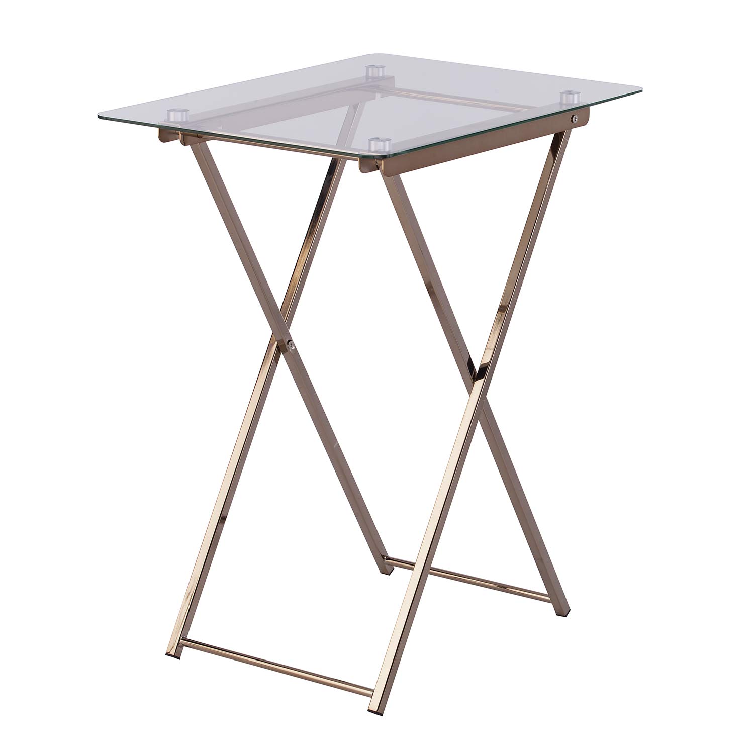 SEI Meridino Folding Tray Table - Champagne Gold Portable Side Table for Living Room, Bedroom, Outdoor Patio & Camping