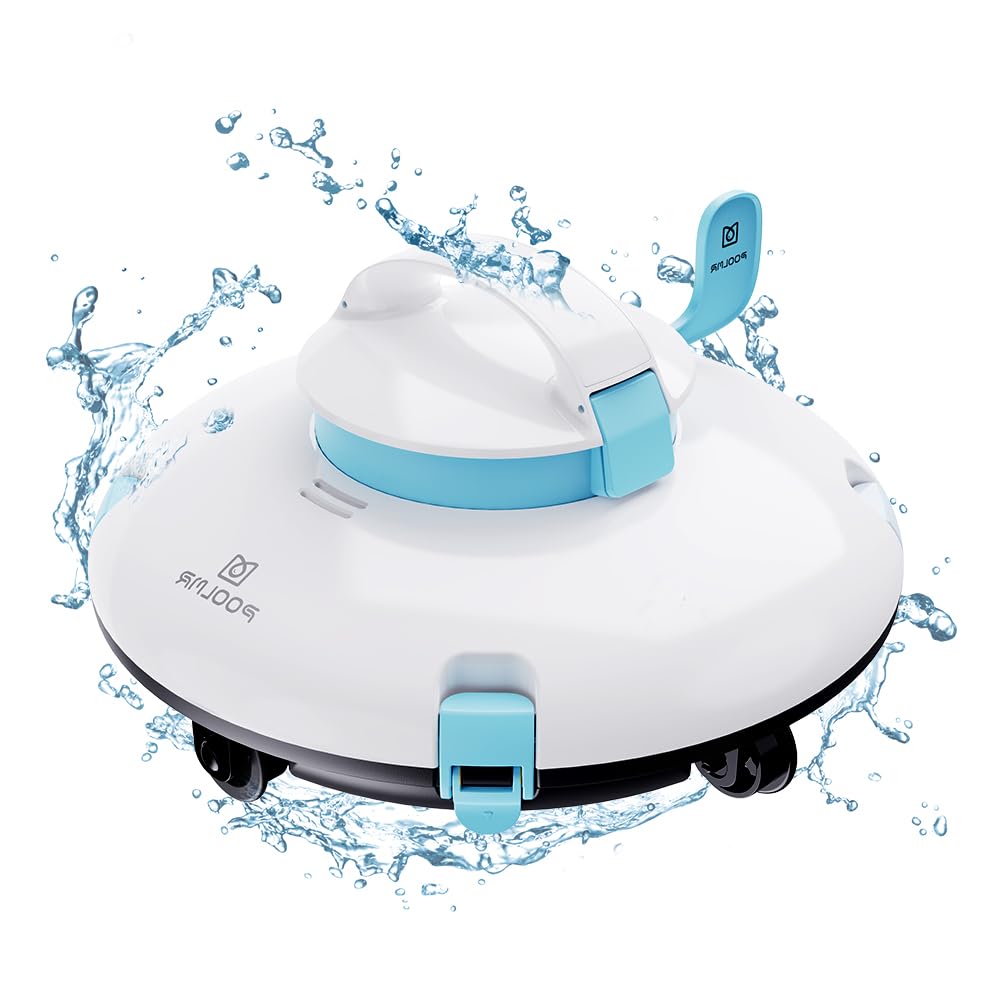 **Automatic Cordless Robotic Pool Cleaner for Above Ground Pools - 52 Ft/Min High-Speed, Dual-Motor, IPX8 Waterproof, Self-Parking - Ideal for Flat Swimming Pools (White) - Perfect for Easy Pool Maintenance & Sparkling Clean Water**