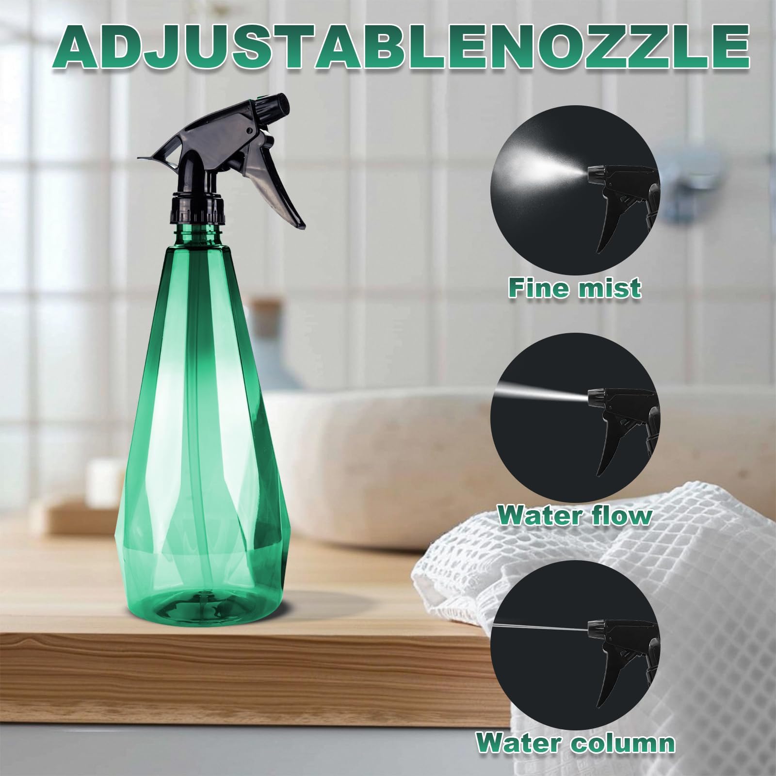 32oz Amber Plastic Spray Bottles (2 Pack) - Refillable Empty Mister for Hair, Hand, Clothes, Bathroom & Plants - Perfect for Essential Oils, Water & Cleaning Solutions - BPA-Free & Eco-Friendly