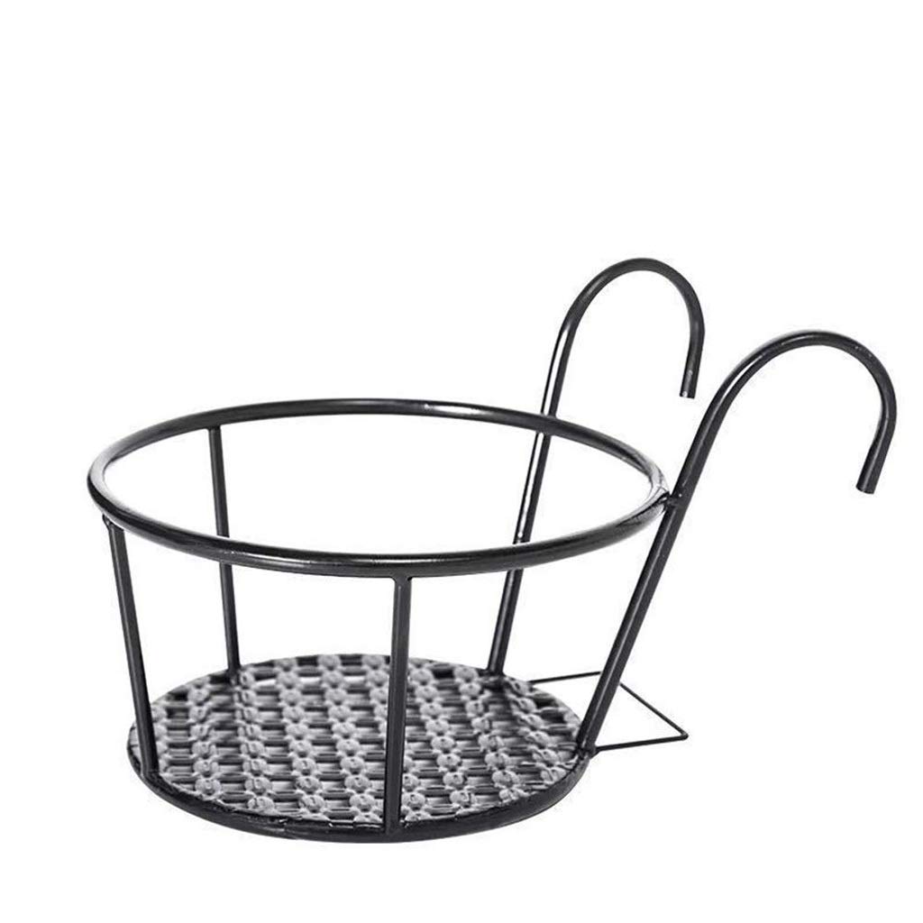 JJSPP Iron Art Hanging Baskets - Over The Rail Metal Flower Pot Holder for Fence, Deck & Balcony - Decorative Outdoor Garden Planters for Flowers, Herbs & Succulents