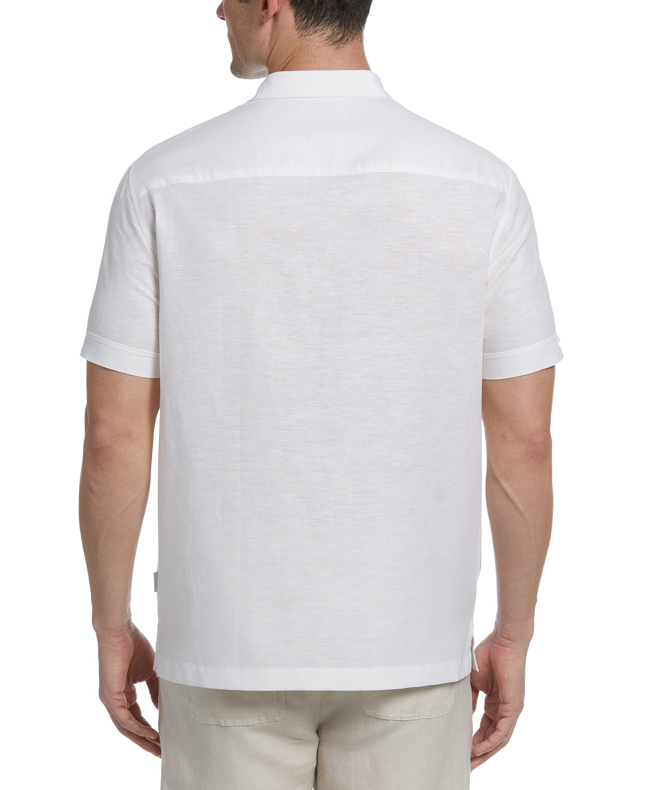Cubavera Men's Linen Blend Guayabera Shirt - Short Sleeve Embroidered Casual Shirt with Contrast Stitching | Perfect for Summer, Beach Vacations & Tropical Weddings