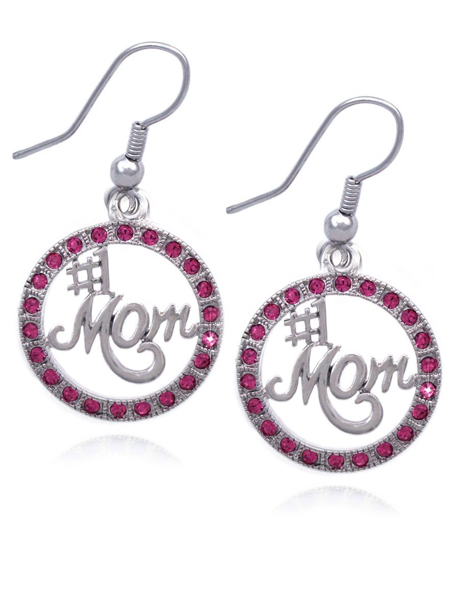 Number One Mom Circle of Love Charm Earrings - Sterling Silver Heart Dangle Earrings for Women - Perfect Mother's Day Gift for Wife, Grandma, Daughter | Birthday, Anniversary, Valentine's Day Present