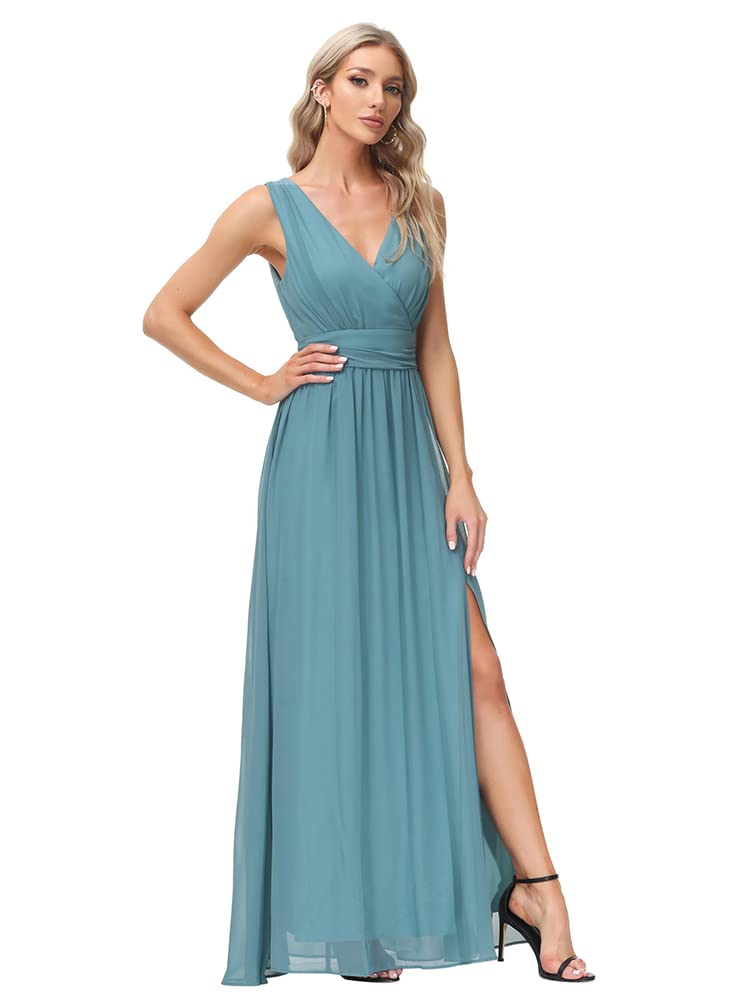 Elegant Sleeveless V-Neck Chiffon Maxi Dress for Semi-Formal Evening Parties - Perfect for Cocktail Events, Wedding Guest Outfits & Special Occasions