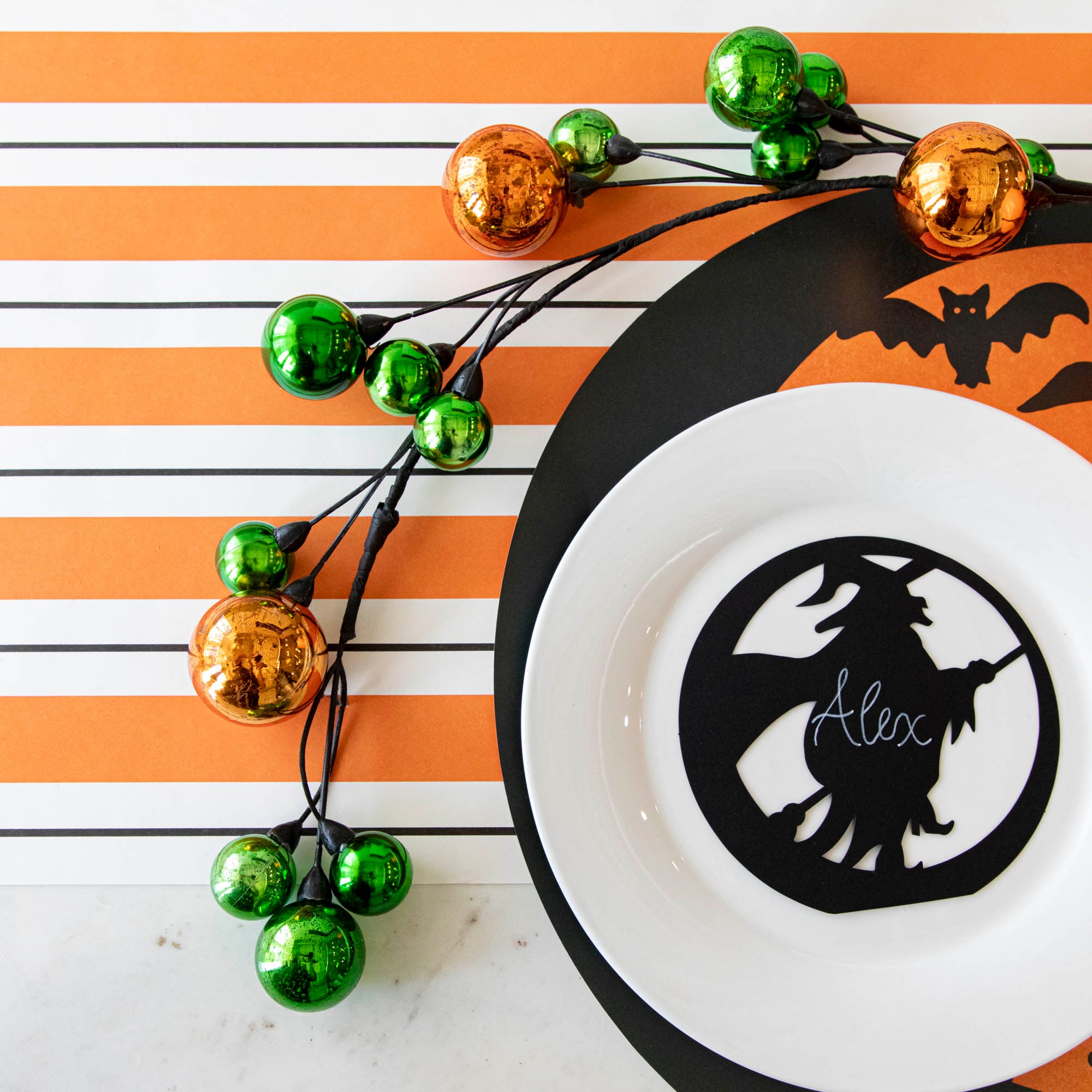 58ft Halloween Ball Garland Decorations - Orange & Black Party Supplies for Spooky Home, Porch, and Outdoor Halloween Decor