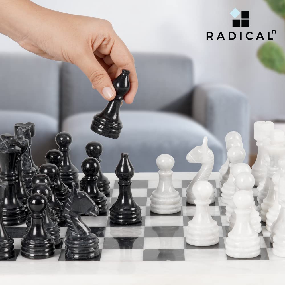 Premium Handmade Marble Chess Set with Storage Box - 15