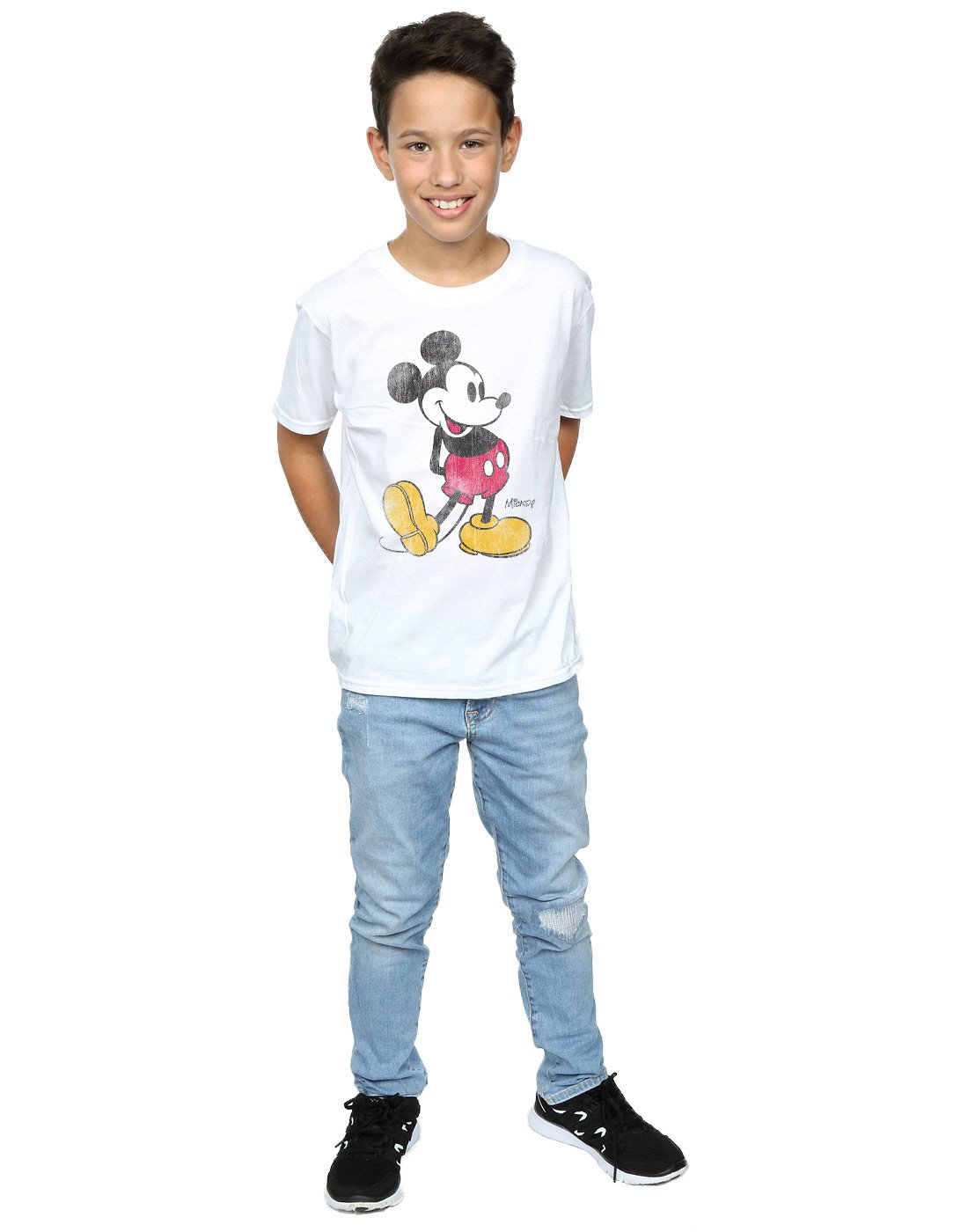 Disney Mickey Mouse Classic Kick Boys T-Shirt for Kids 9-11 Years - Soft Cotton White Tee - Perfect for School, Playdates & Disney Theme Parties