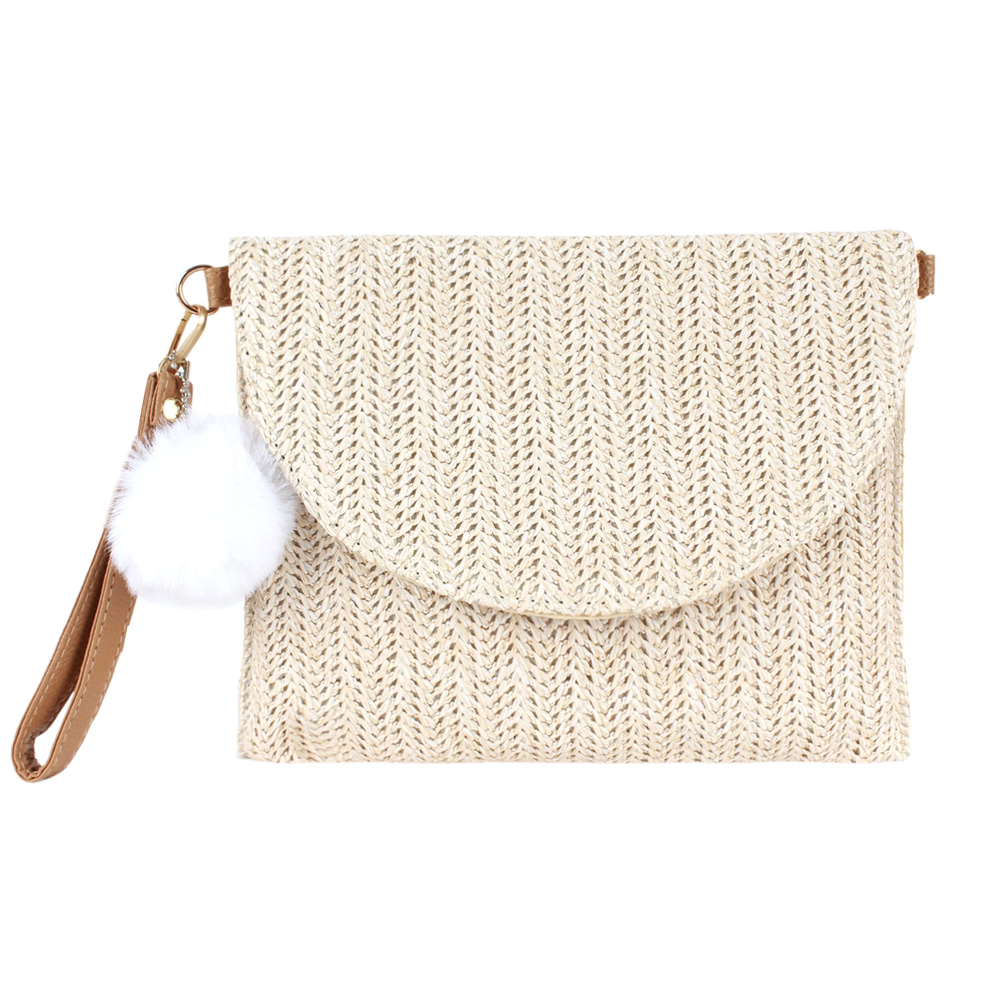 Women's Woven Straw Clutch Purse - Beach Crossbody Bag for Summer Outings