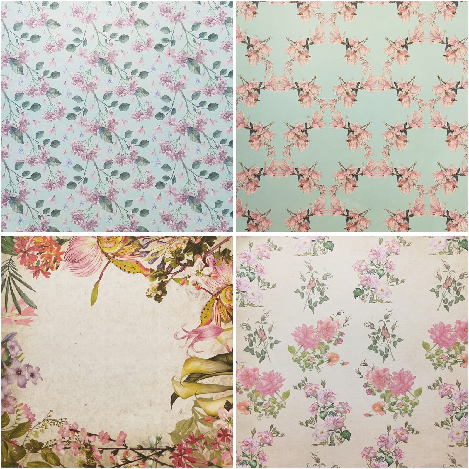 Qililandiy 24 Sheets 12x12 Inch Cardstock Paper - Floral Spring Scrapbook Paper for DIY Crafts, Photo Albums, Card Making | Perfect for Wedding Invitations, Journaling & Home Decor Projects