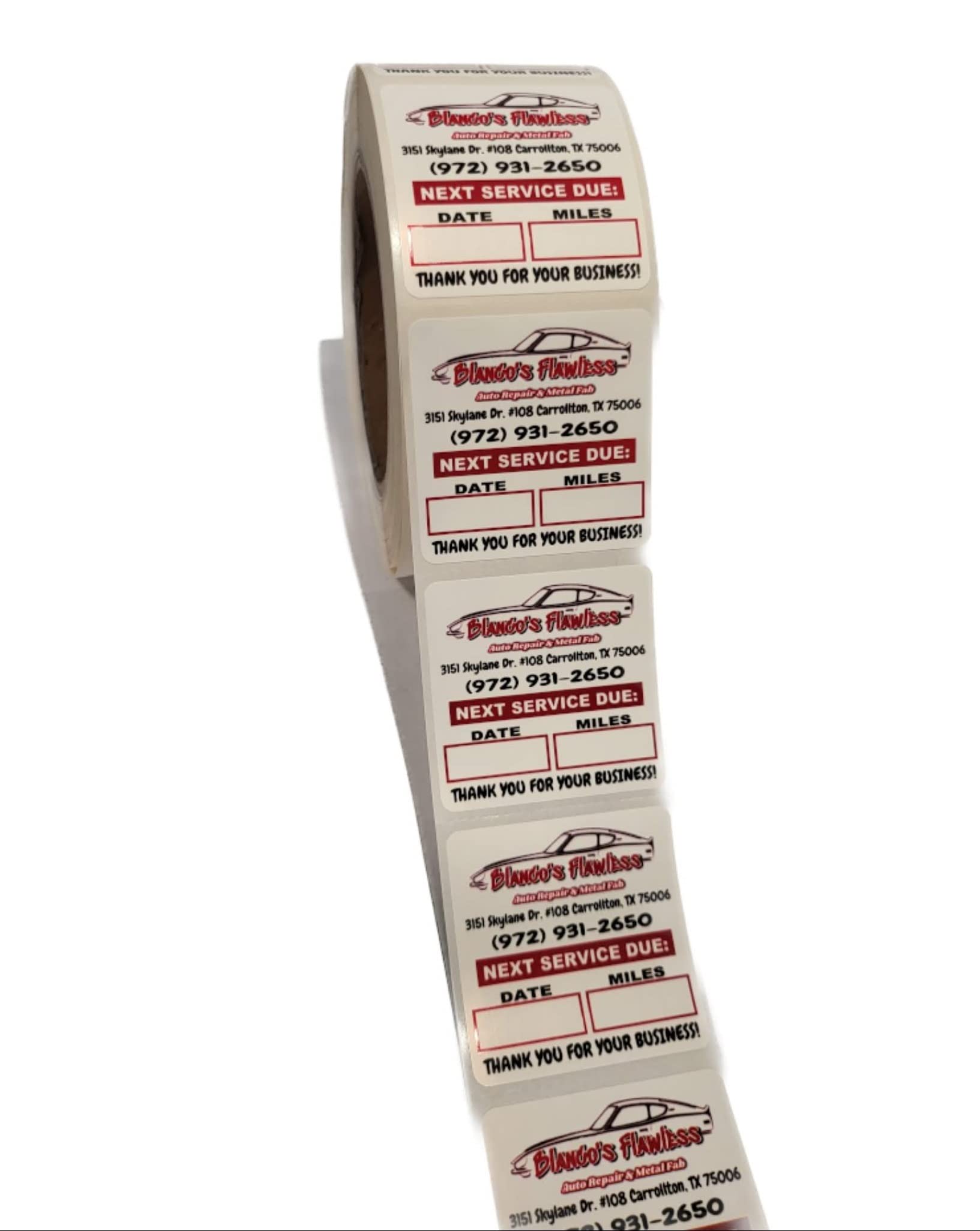 McAuley Custom Oil Change Stickers 2x2 Inch - Durable Windshield & Door Jamb Labels - Easy to Write On & Peel Off - Blue (1000 Pack) - Perfect for Vehicle Maintenance Reminders & Service Tracking